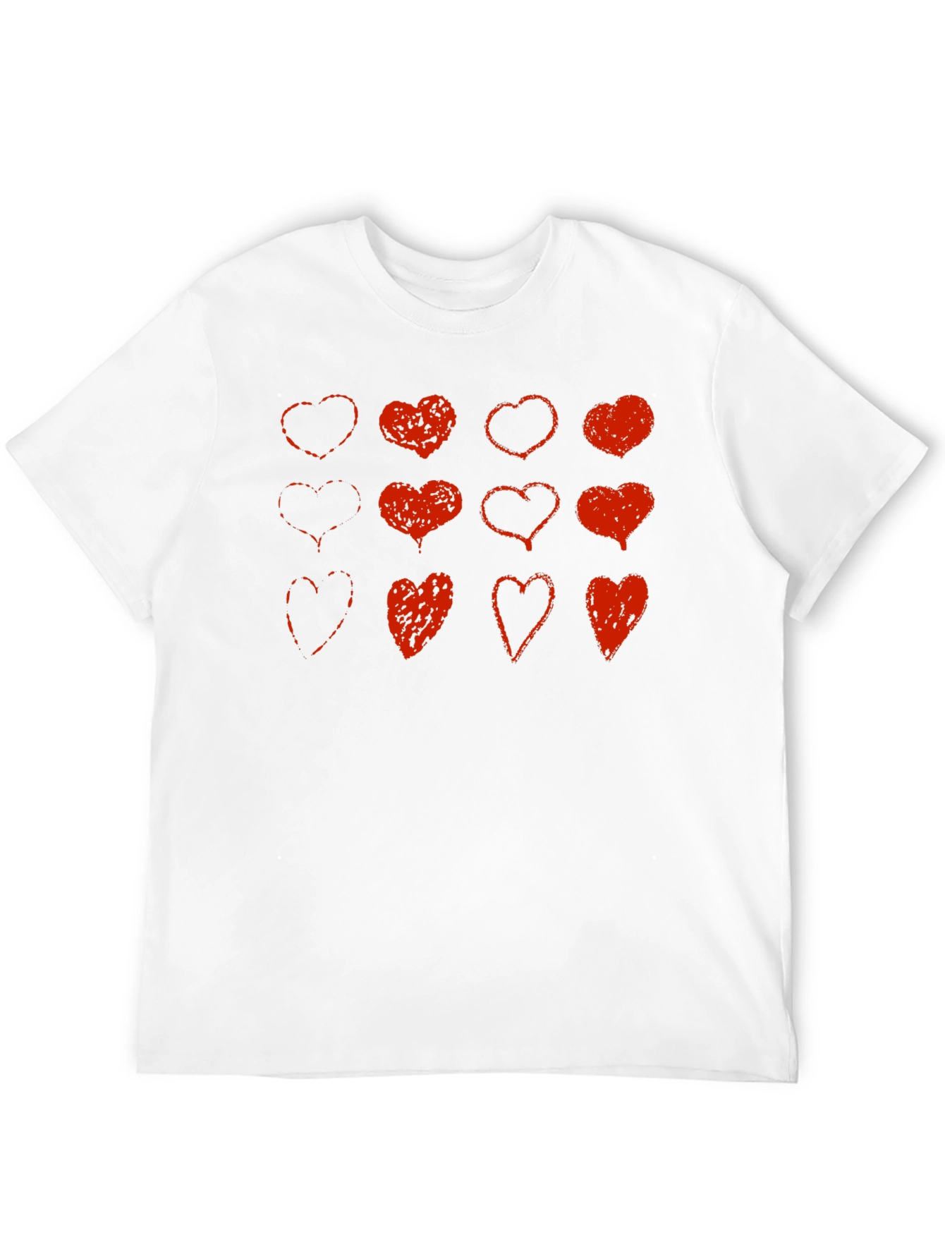 Red Heart Print Black T-Shirt