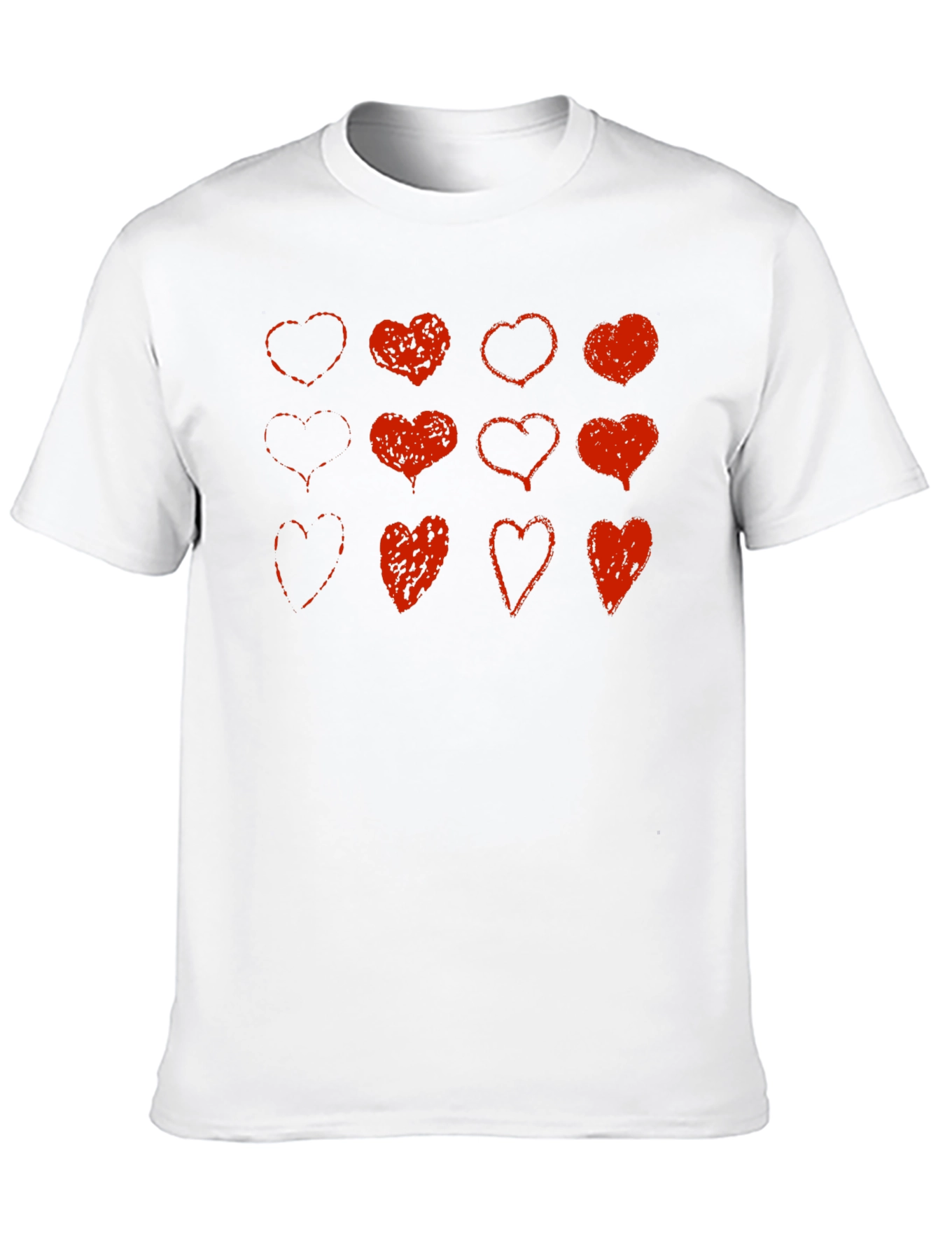 Red Heart Print Black T-Shirt