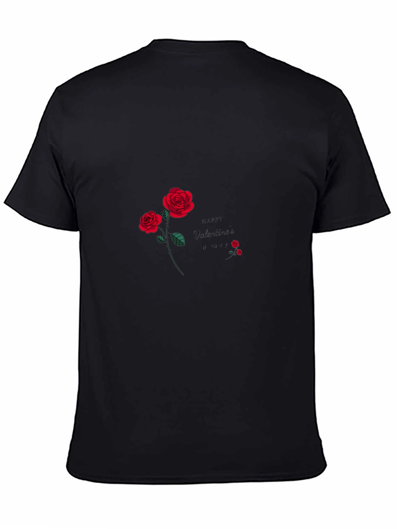 Valentines Day Roses Black T-shirt