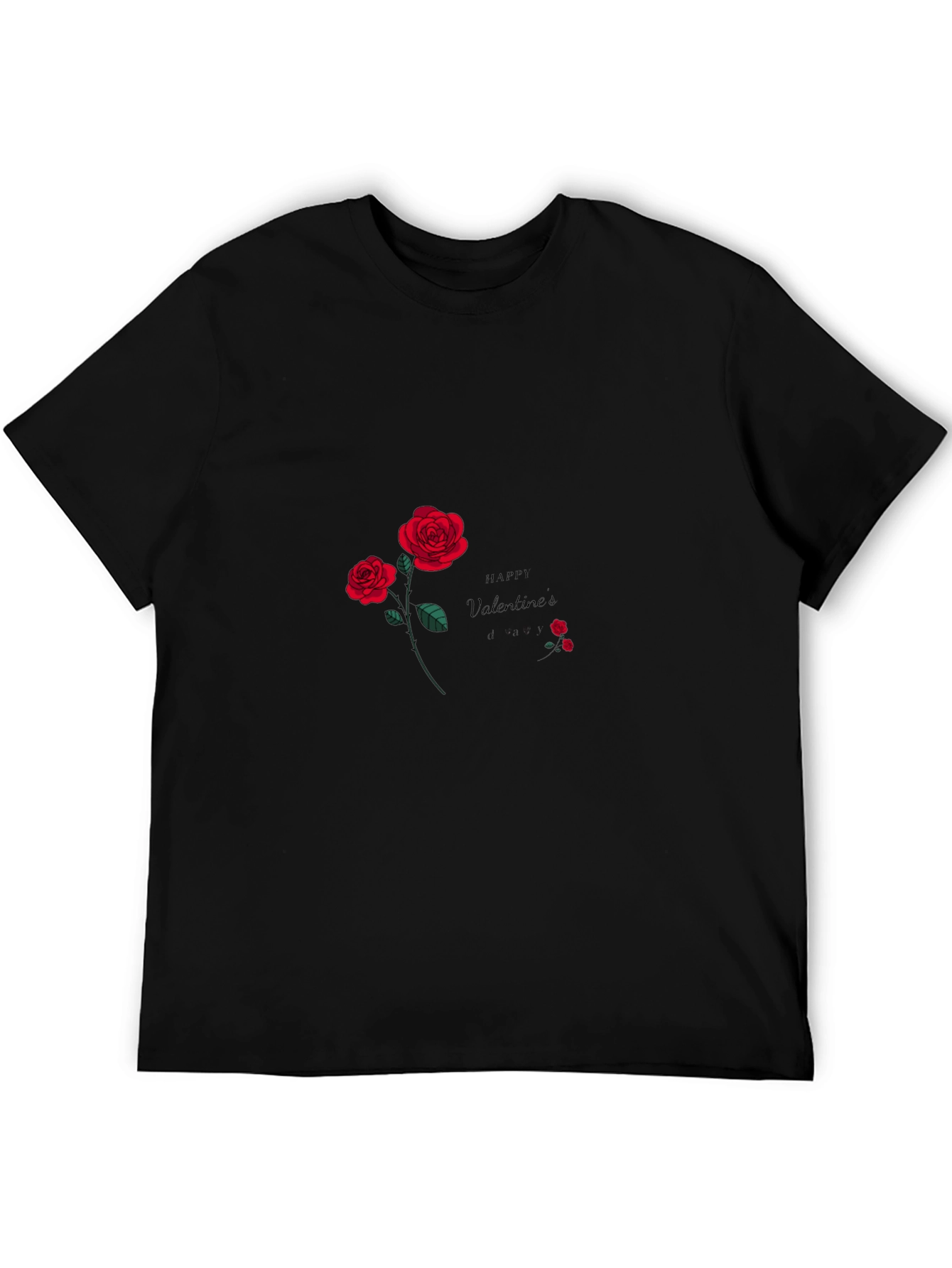 Valentines Day Roses Black T-shirt