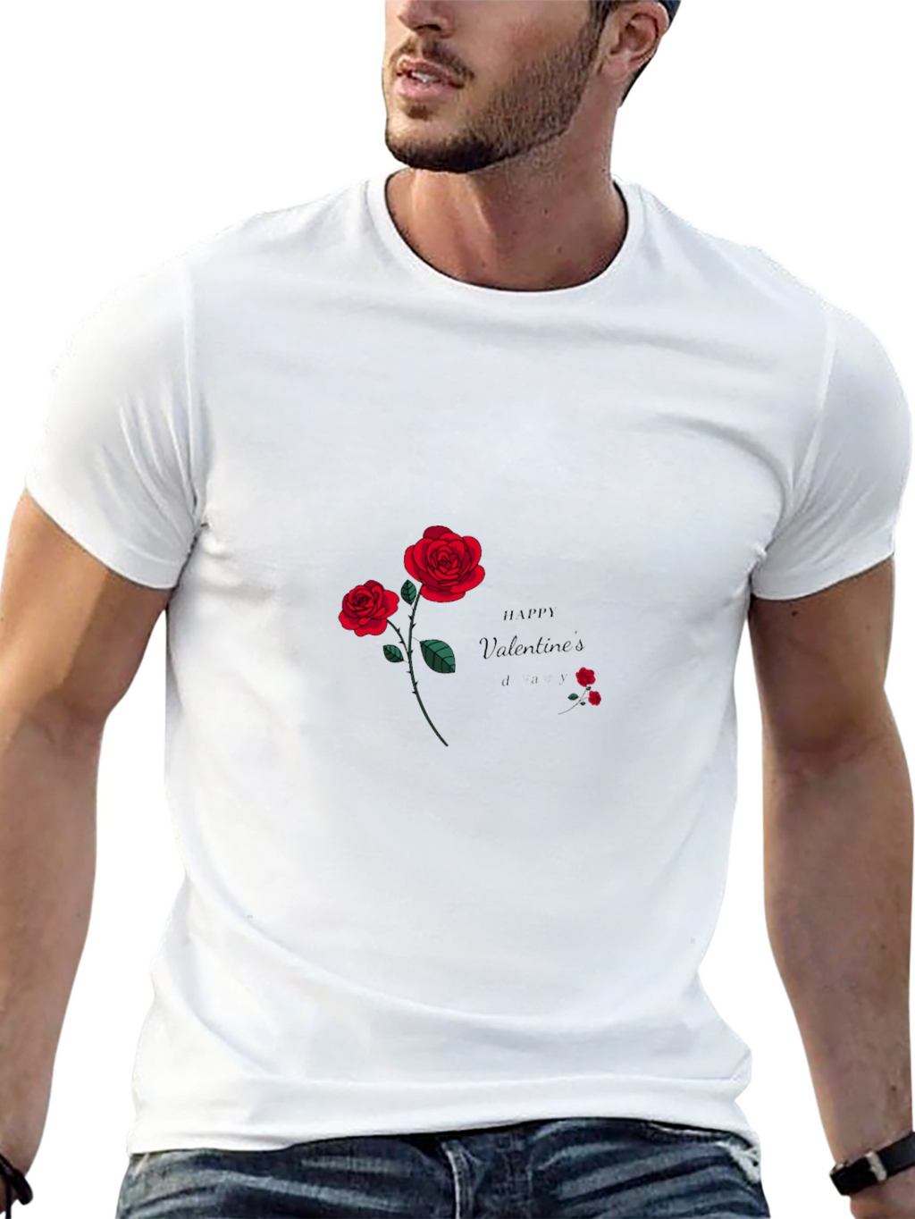 Valentines Day Roses Black T-shirt
