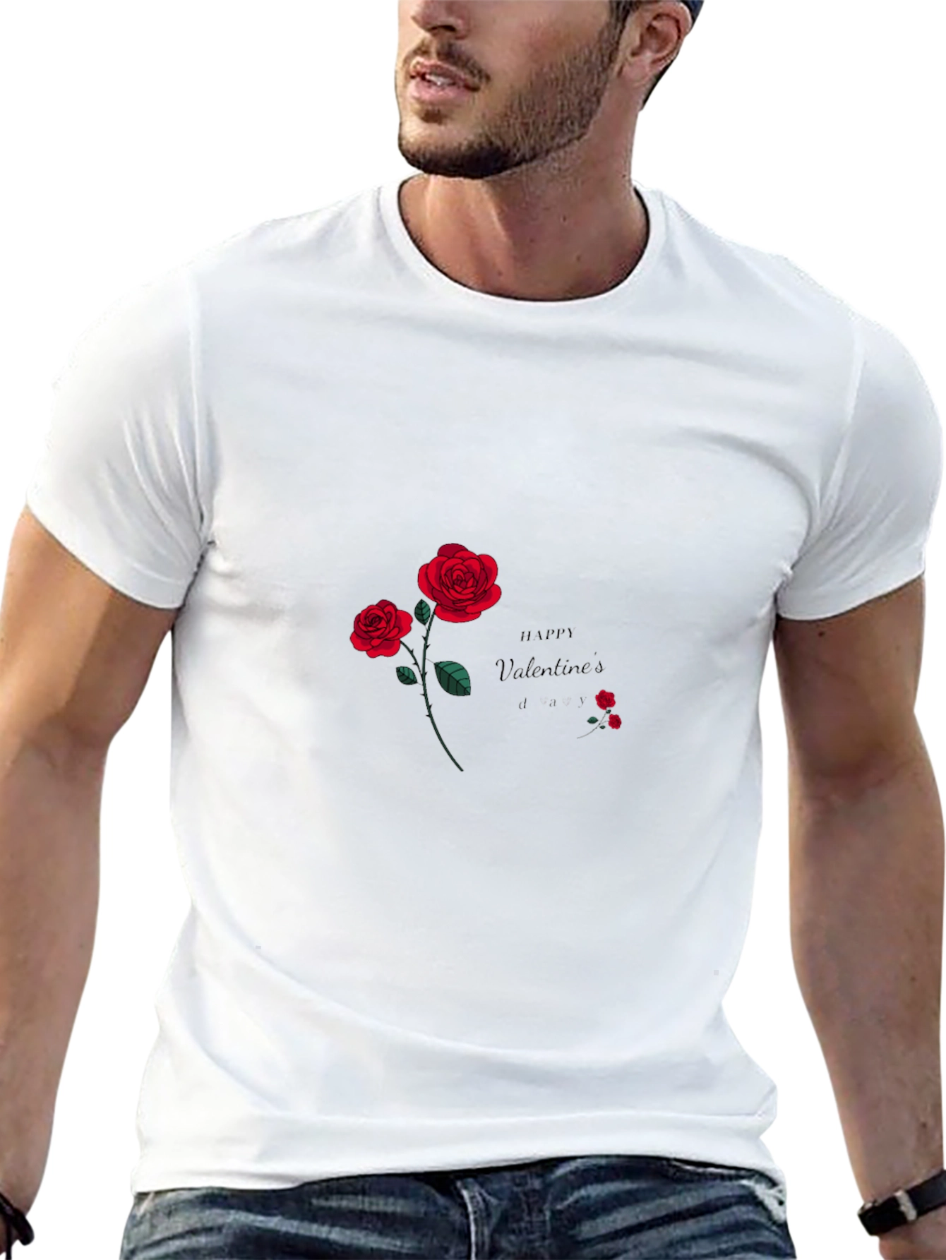 Valentines Day Roses Black T-shirt