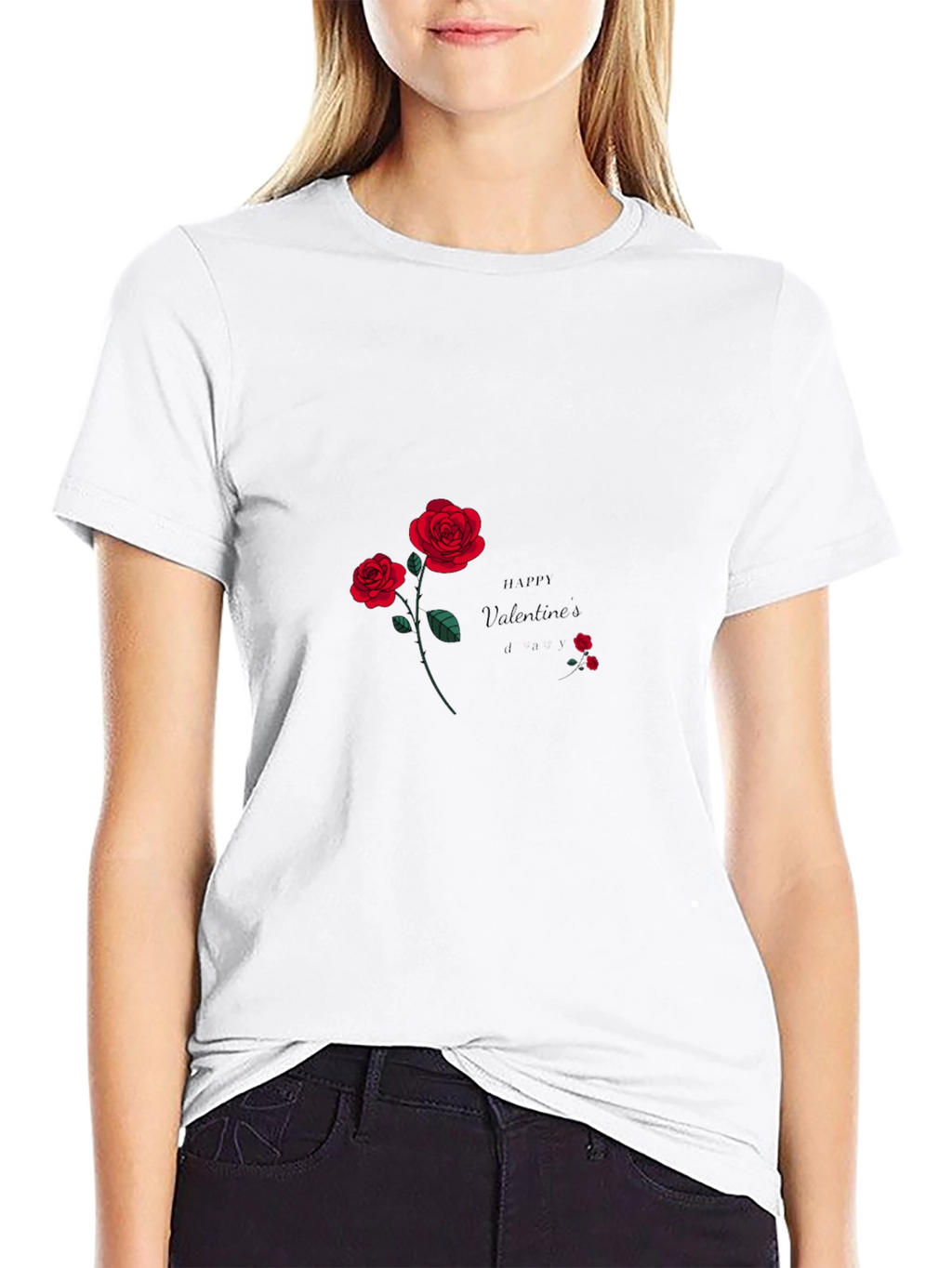 Valentines Day Roses Black T-shirt