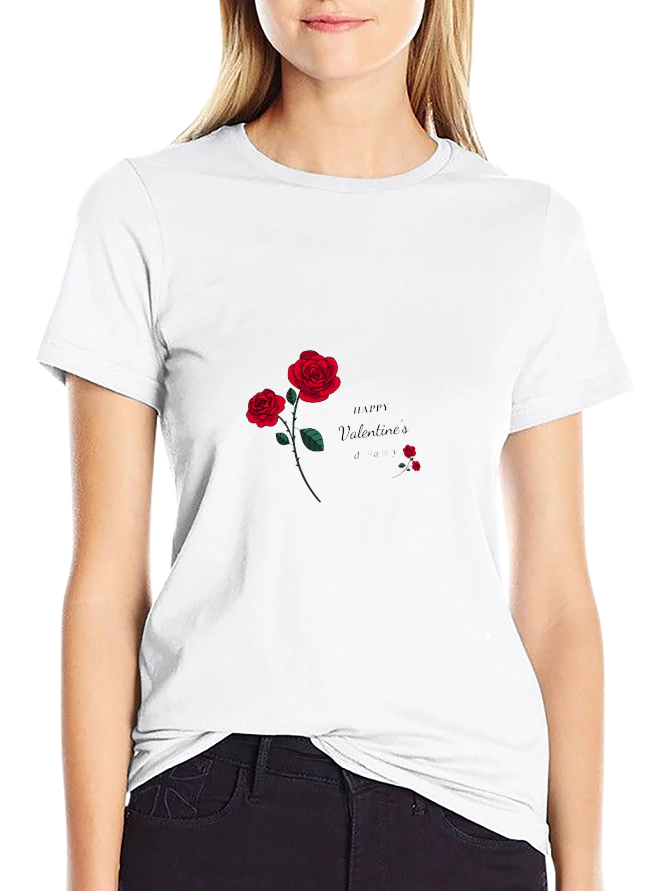 Valentines Day Roses Black T-shirt