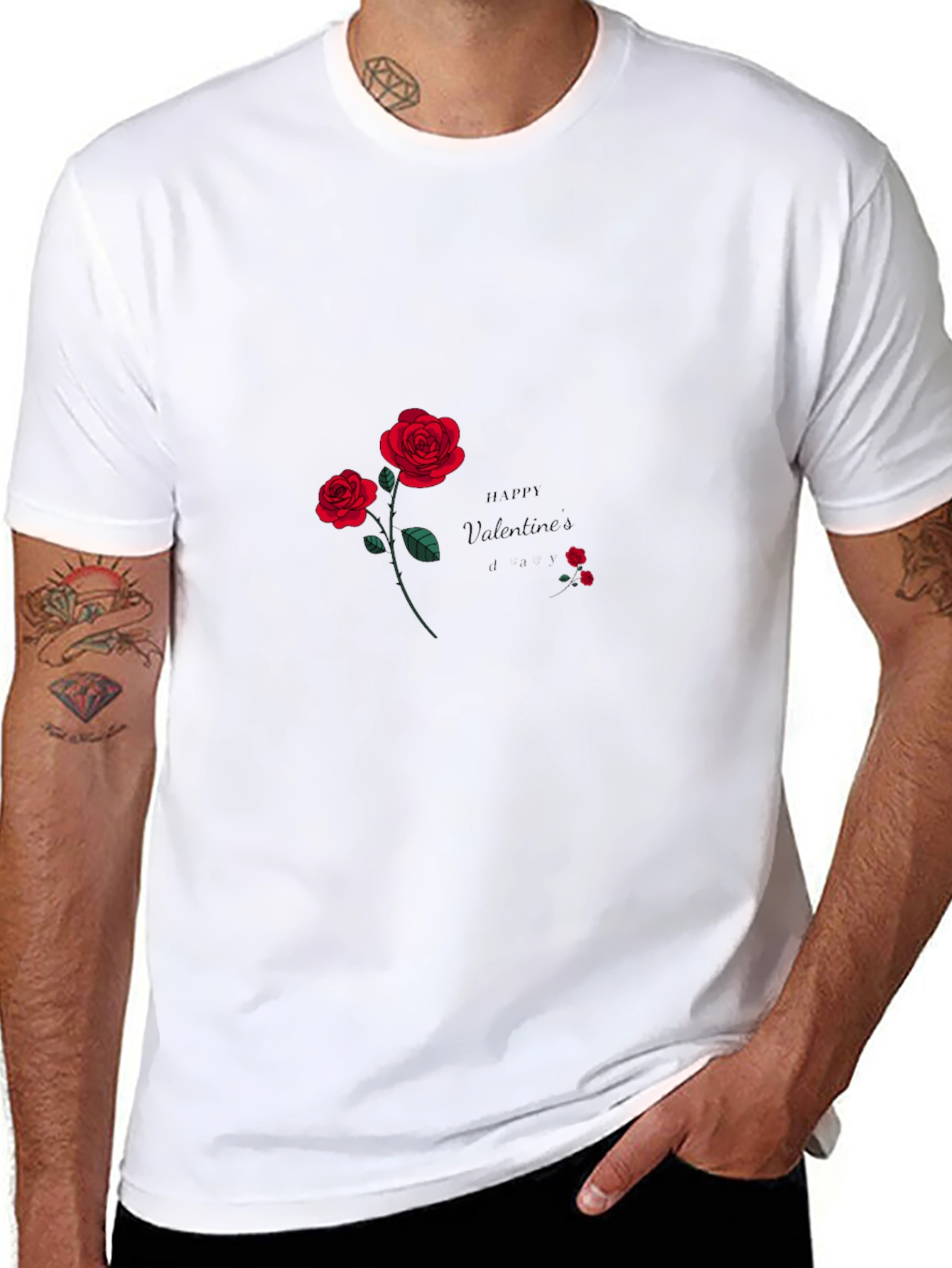 Valentines Day Roses Black T-shirt