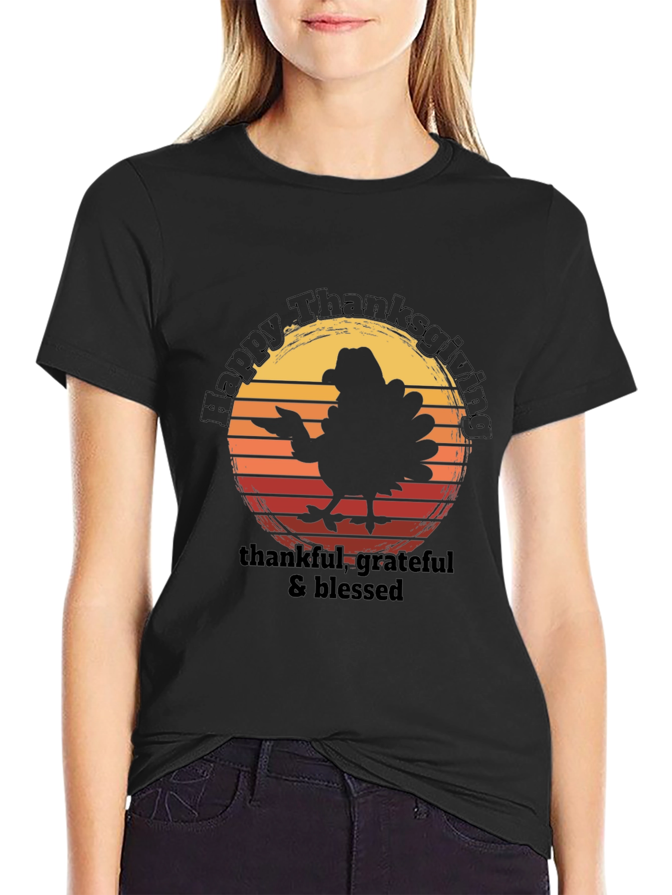Happy Thanksgiving Turkey Graphic T-Shirt