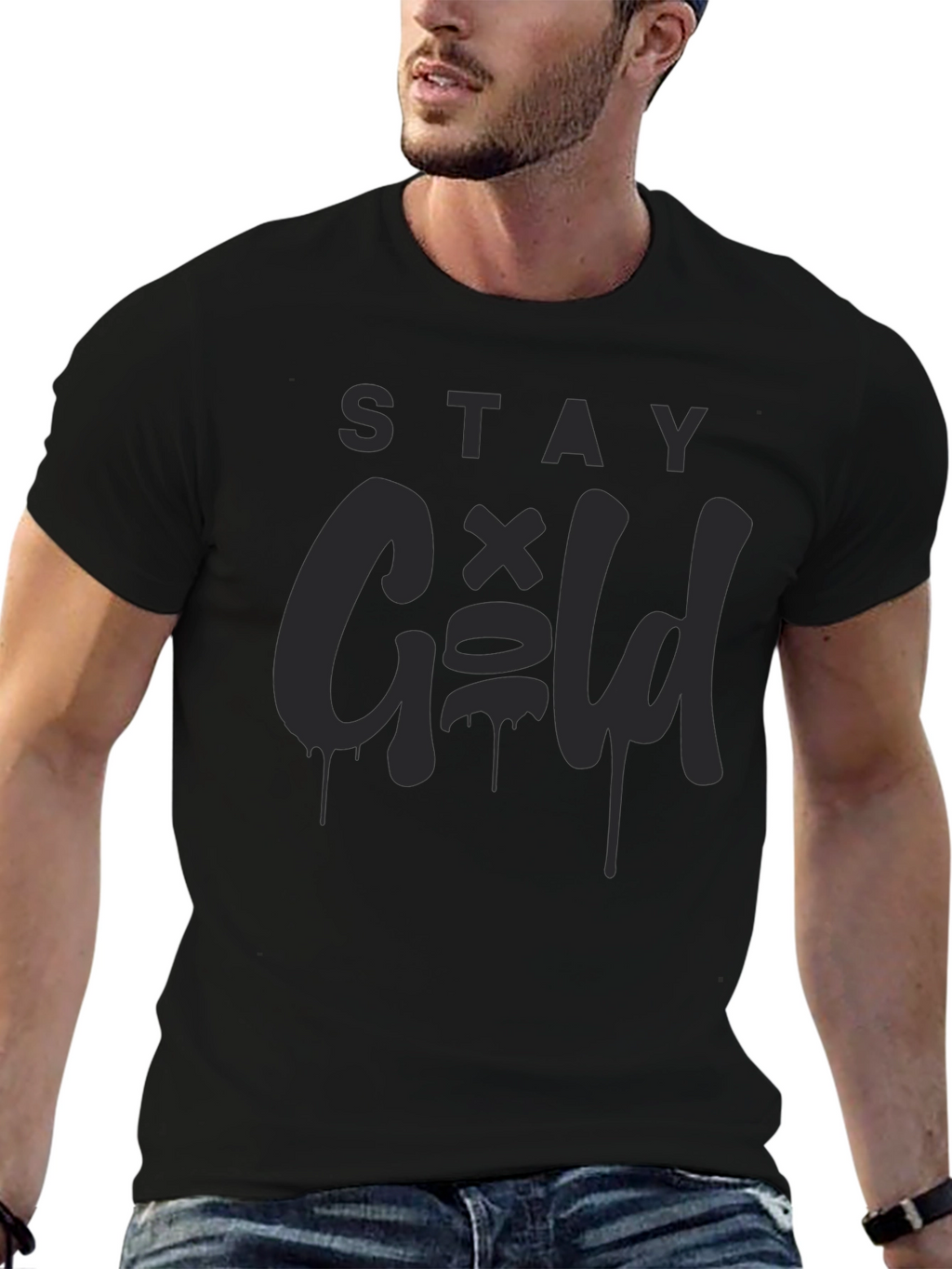 Stay Gold Black Graphic Tee