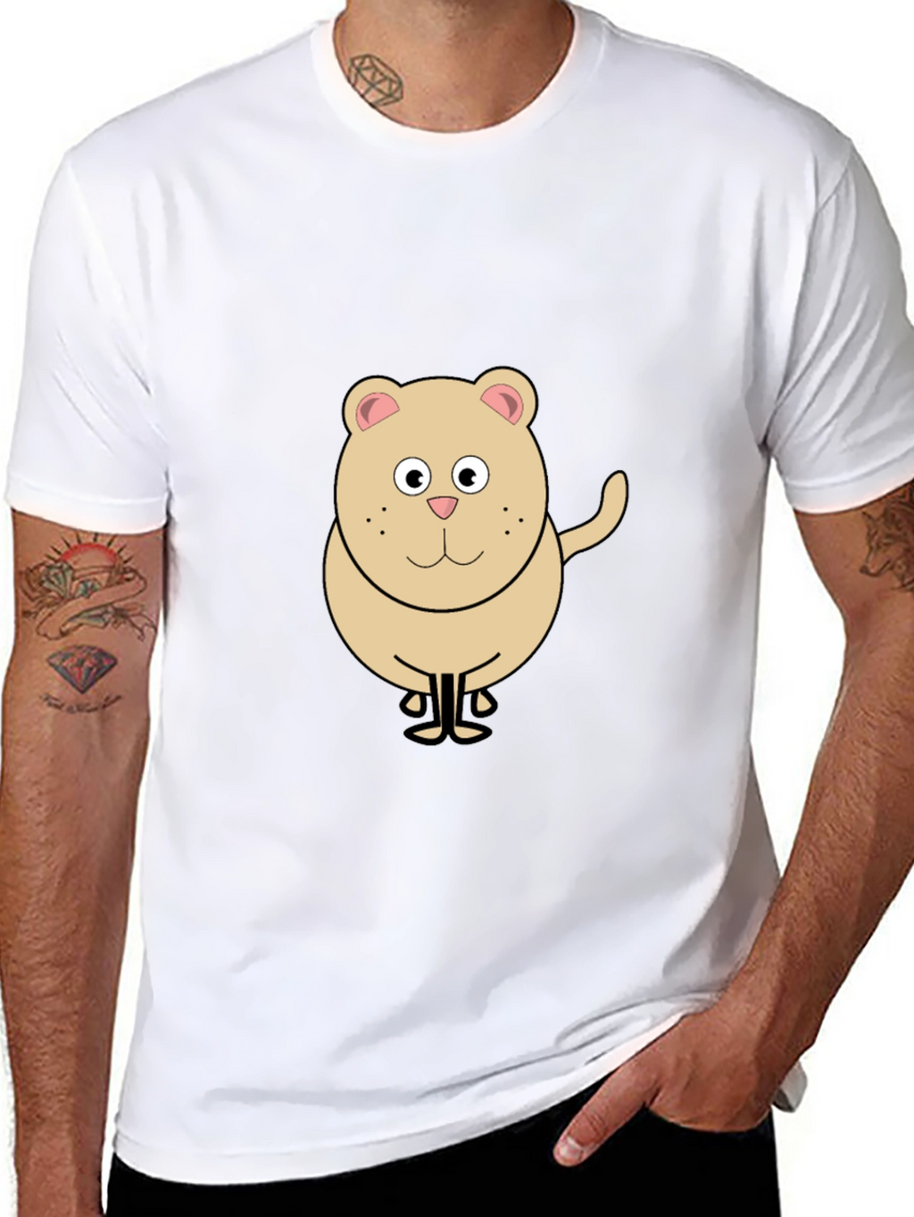 Funny Cartoon Bear Graphic Black T-Shirt