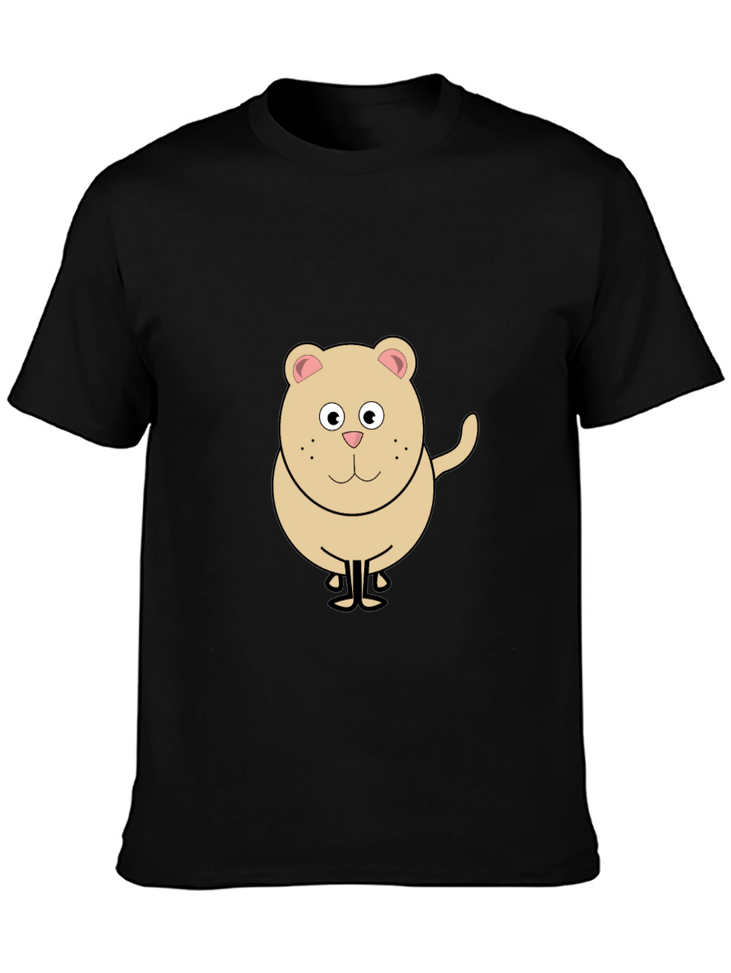Funny Cartoon Bear Graphic Black T-Shirt