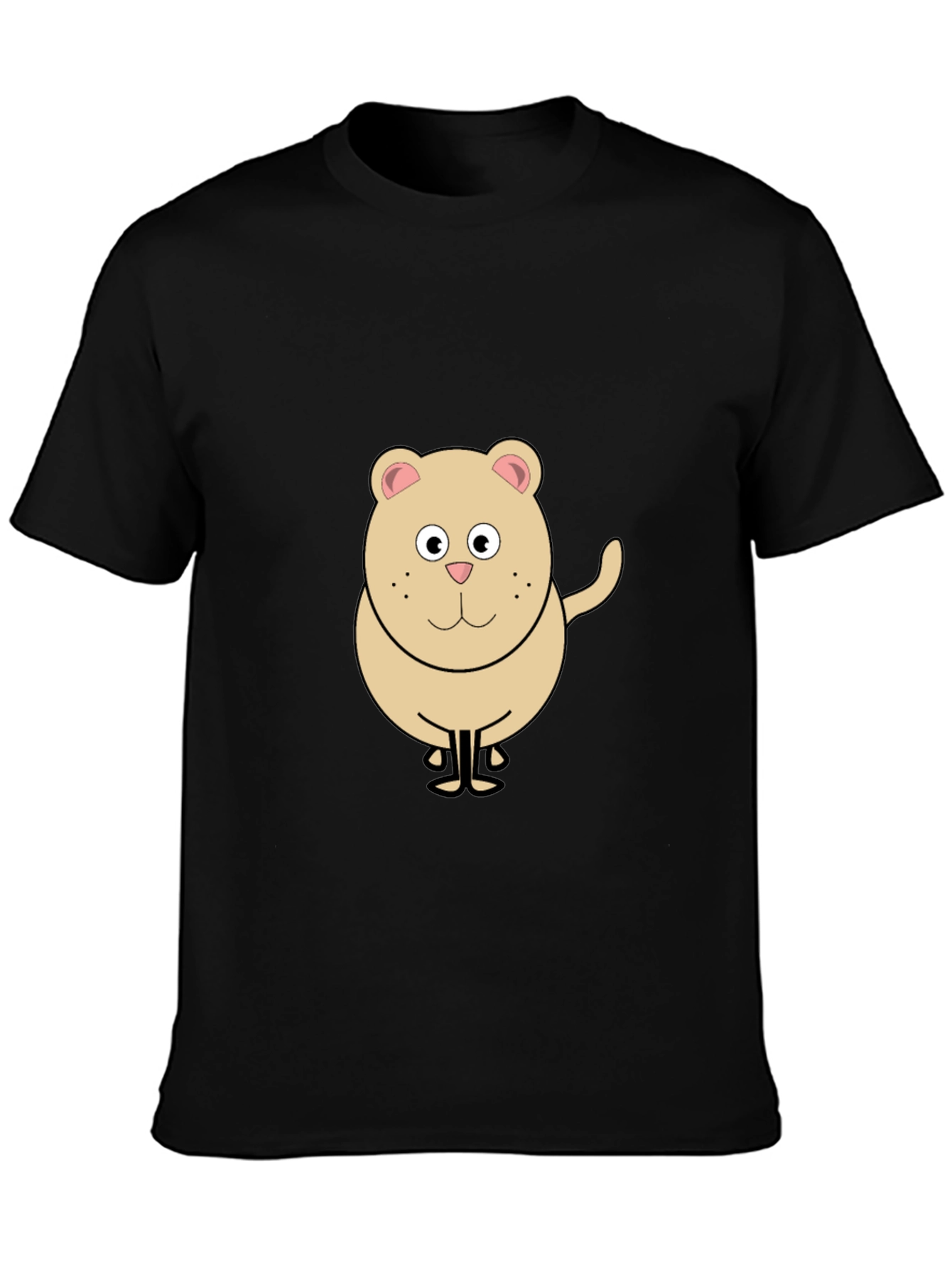 Funny Cartoon Bear Graphic Black T-Shirt