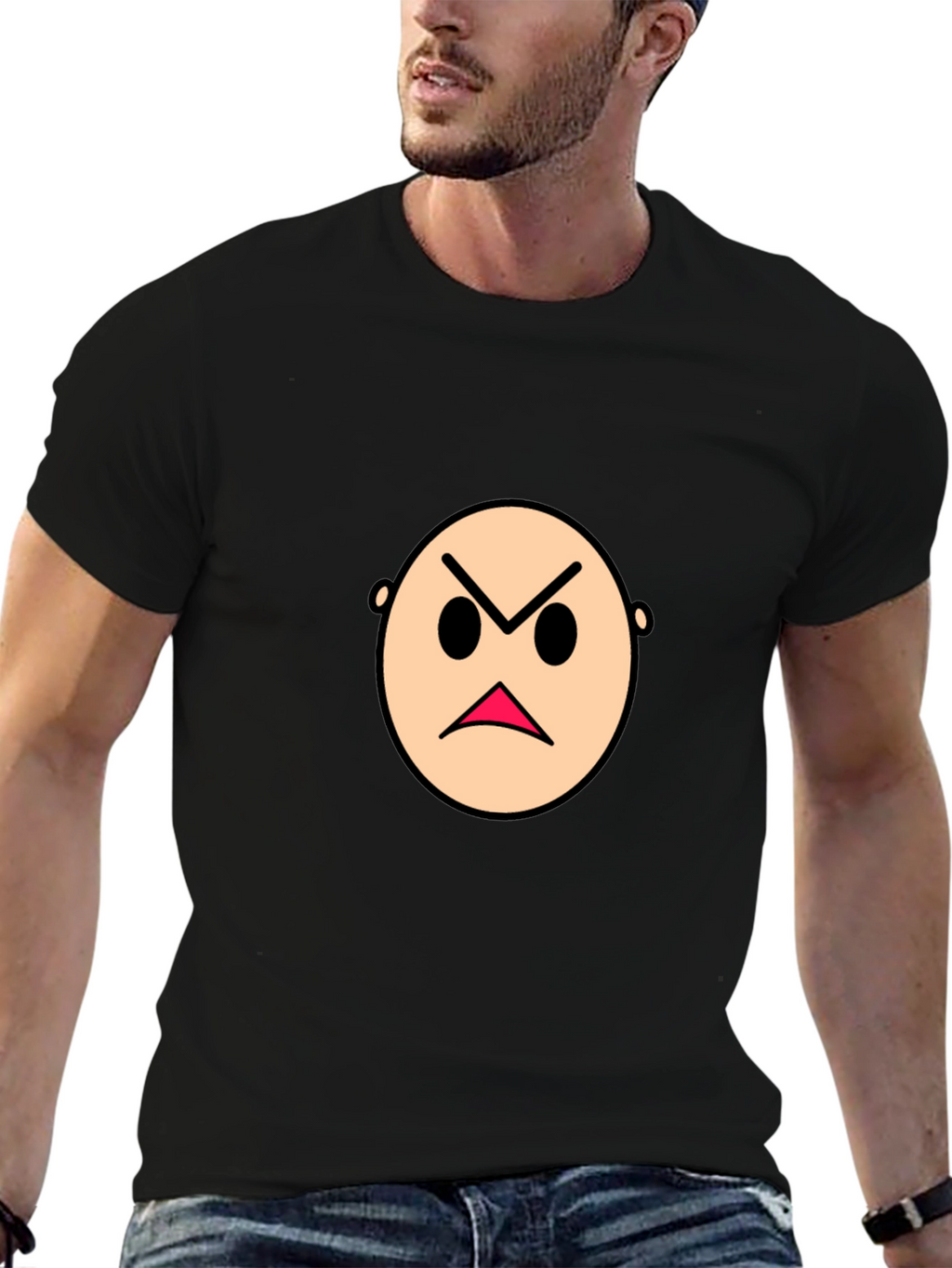 Angry Emoji Graphic Black T-Shirt