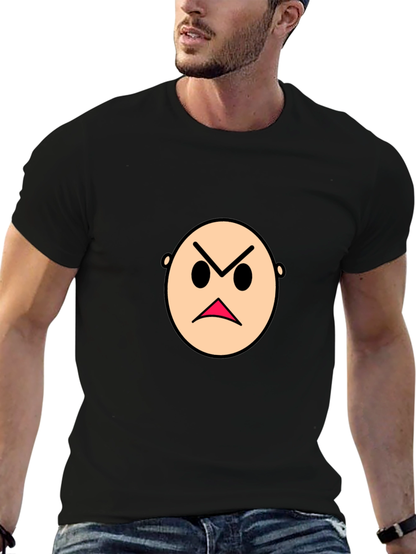 Angry Emoji Graphic Black T-Shirt