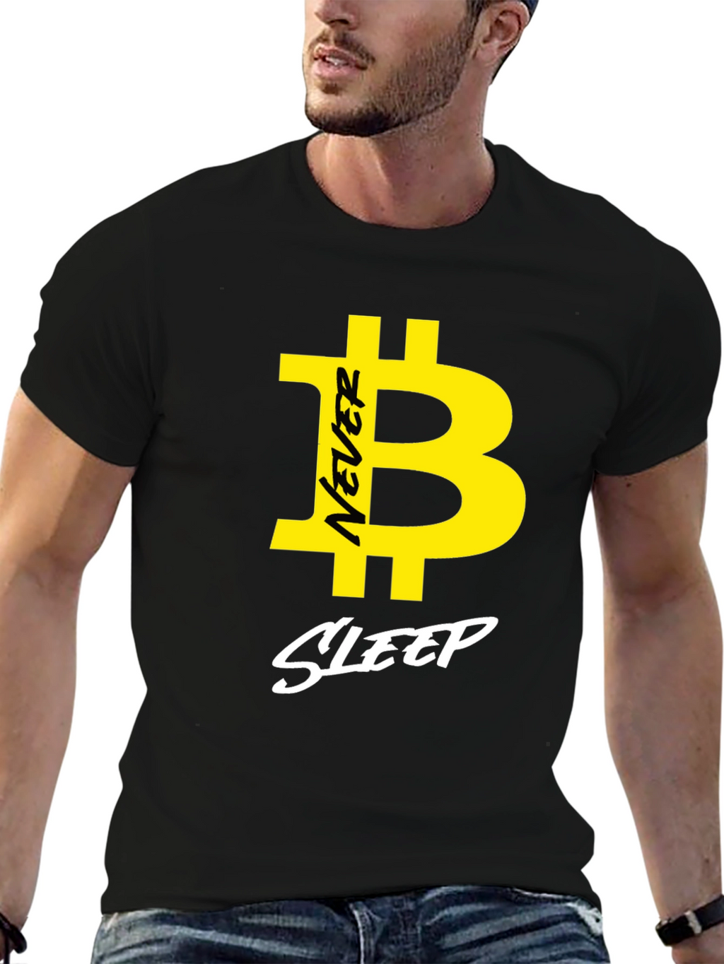 Never Sleep Bitcoin Graphic T-Shirt