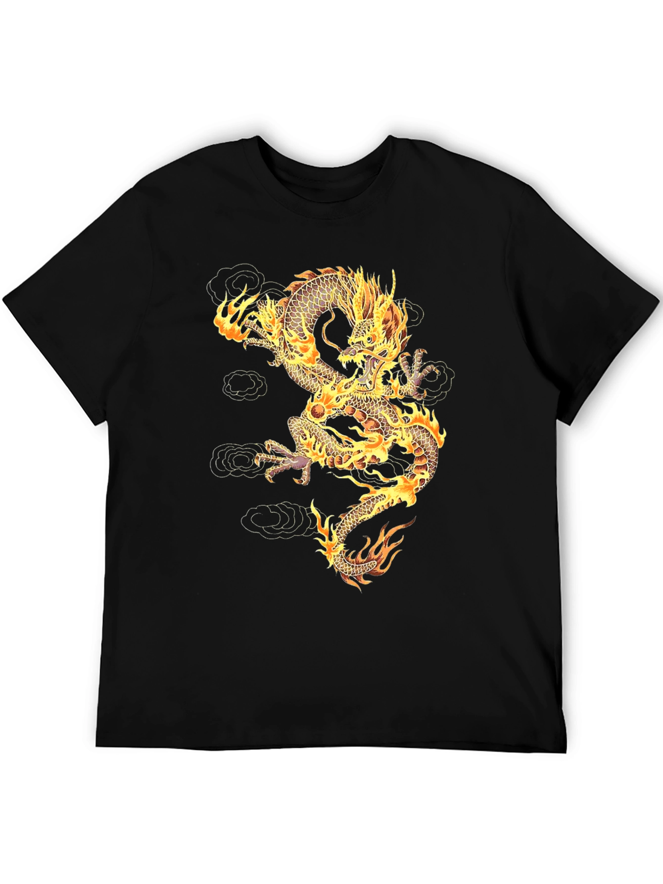 Fiery Dragon Graphic T-Shirt - Unisex Black Tee