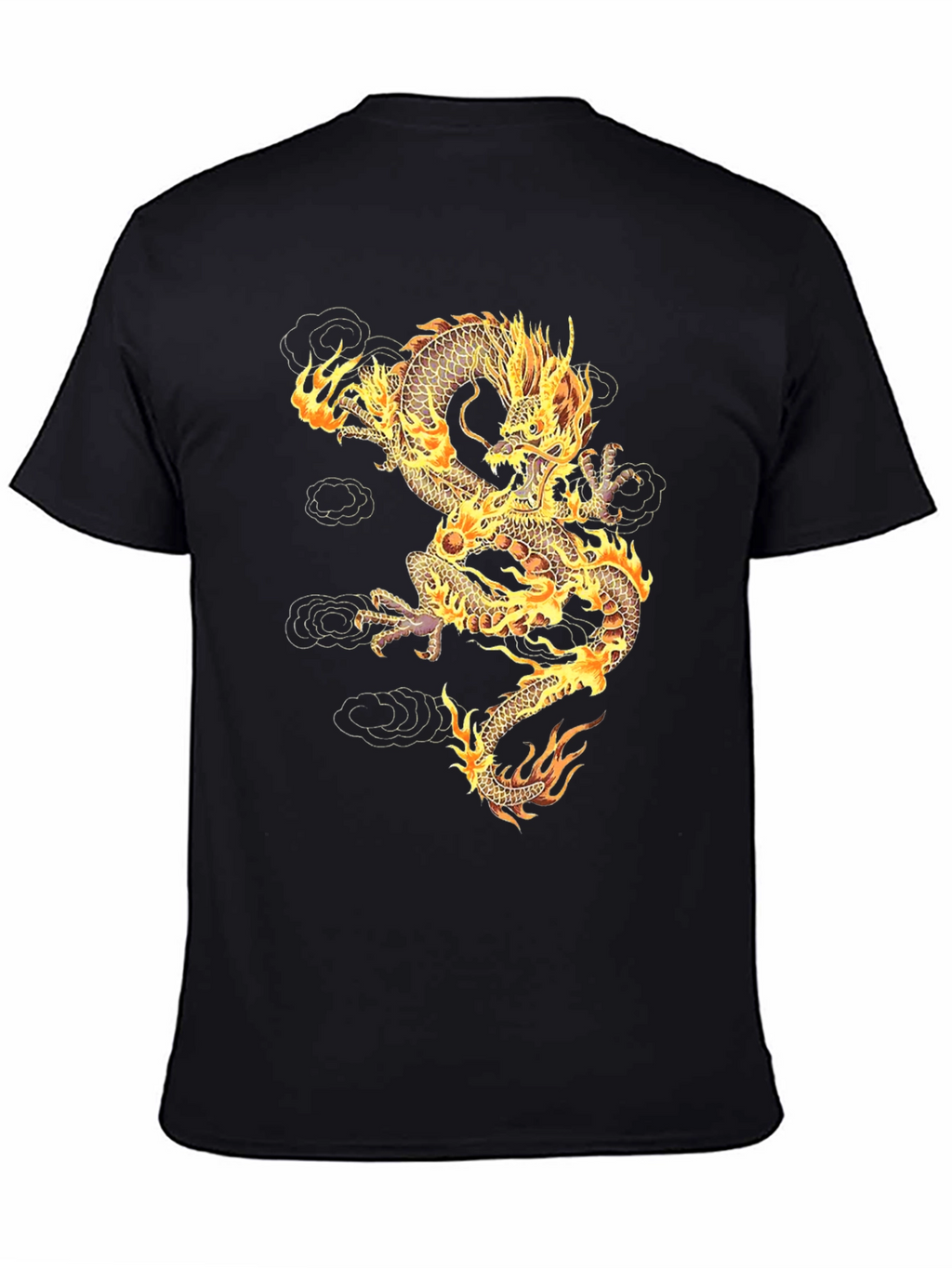 Fiery Dragon Graphic T-Shirt - Unisex Black Tee