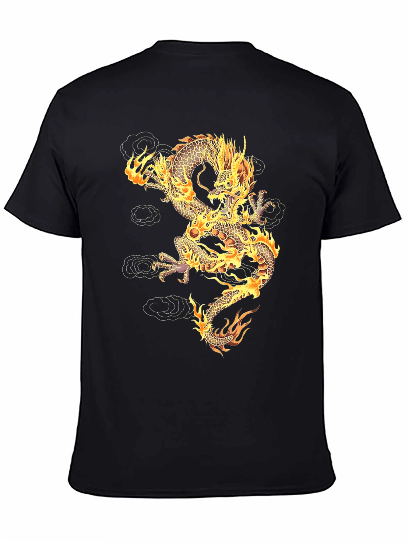 Fiery Dragon Graphic T-Shirt - Unisex Black Tee