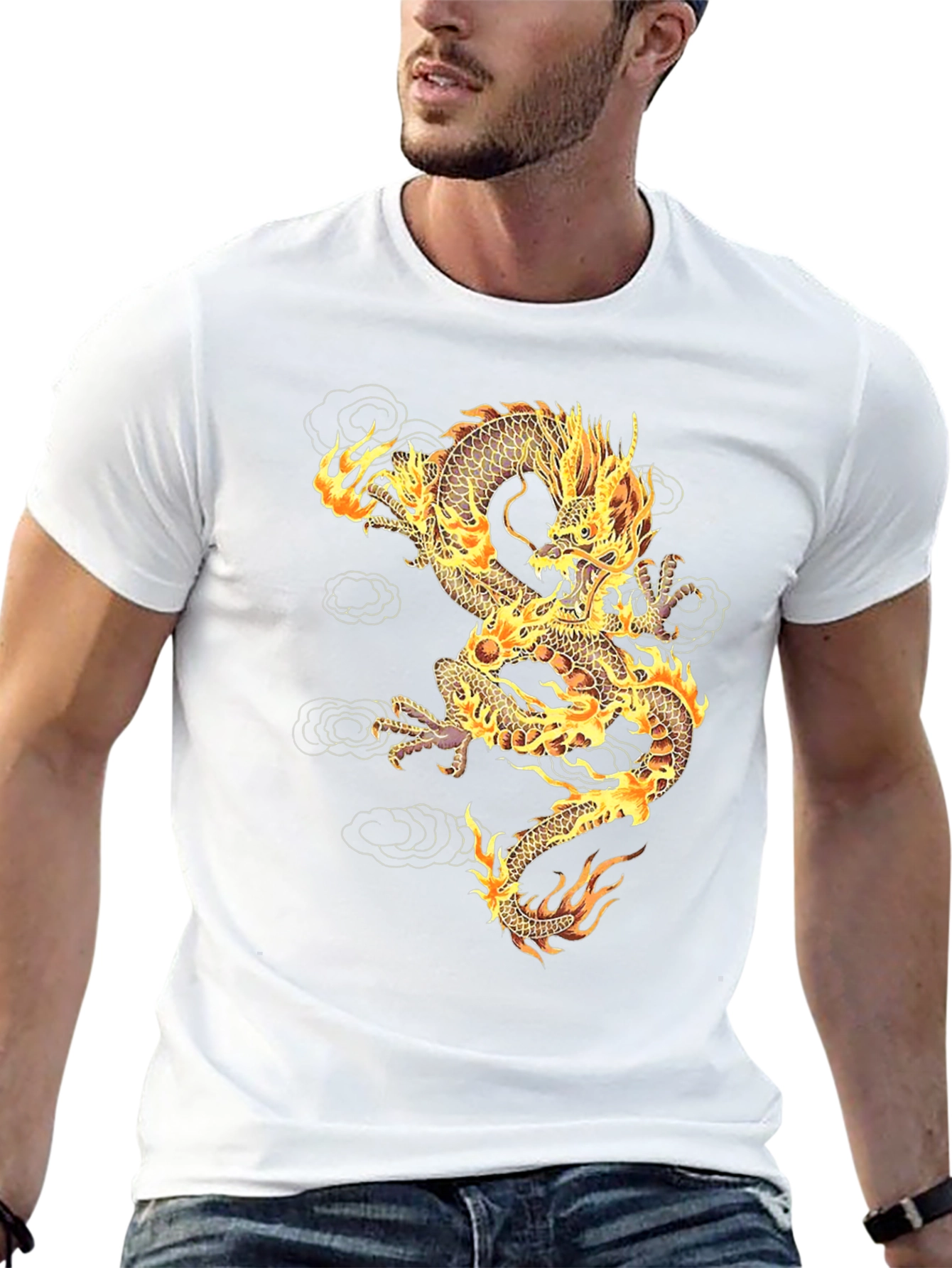 Fiery Dragon Graphic T-Shirt - Unisex Black Tee
