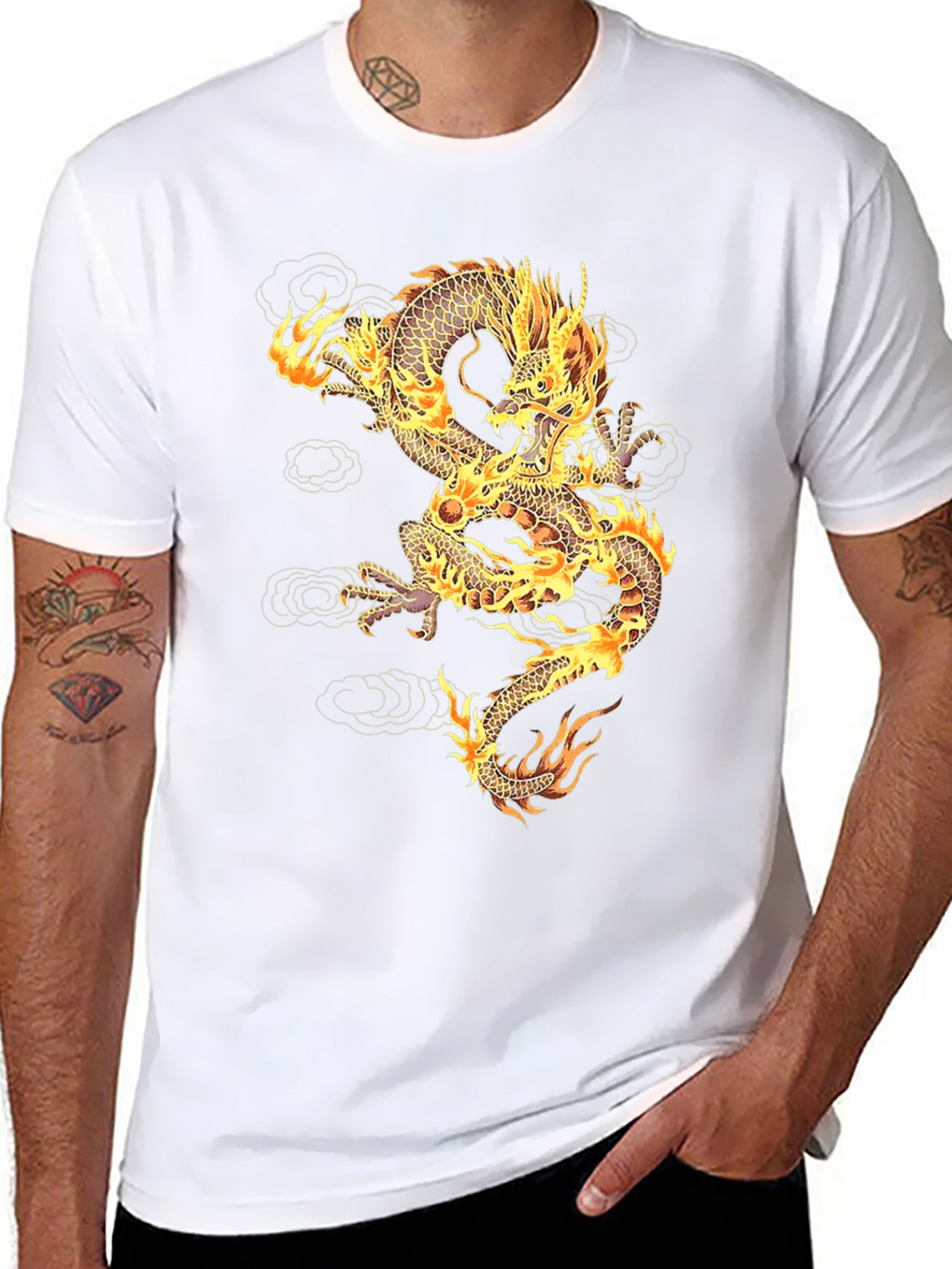 Fiery Dragon Graphic T-Shirt - Unisex Black Tee