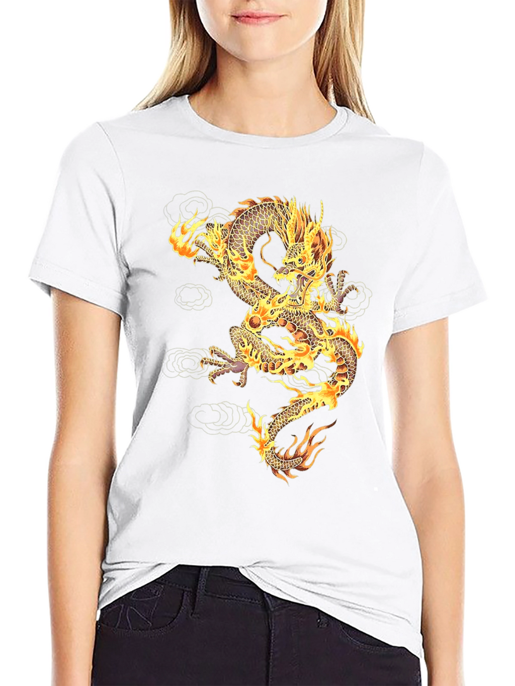 Fiery Dragon Graphic T-Shirt - Unisex Black Tee