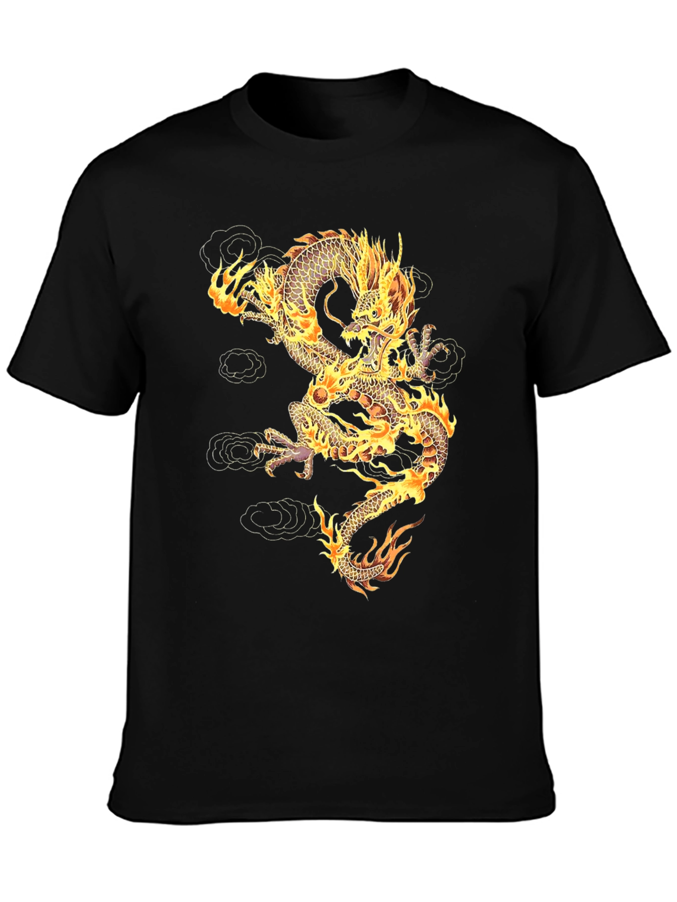 Fiery Dragon Graphic T-Shirt - Unisex Black Tee