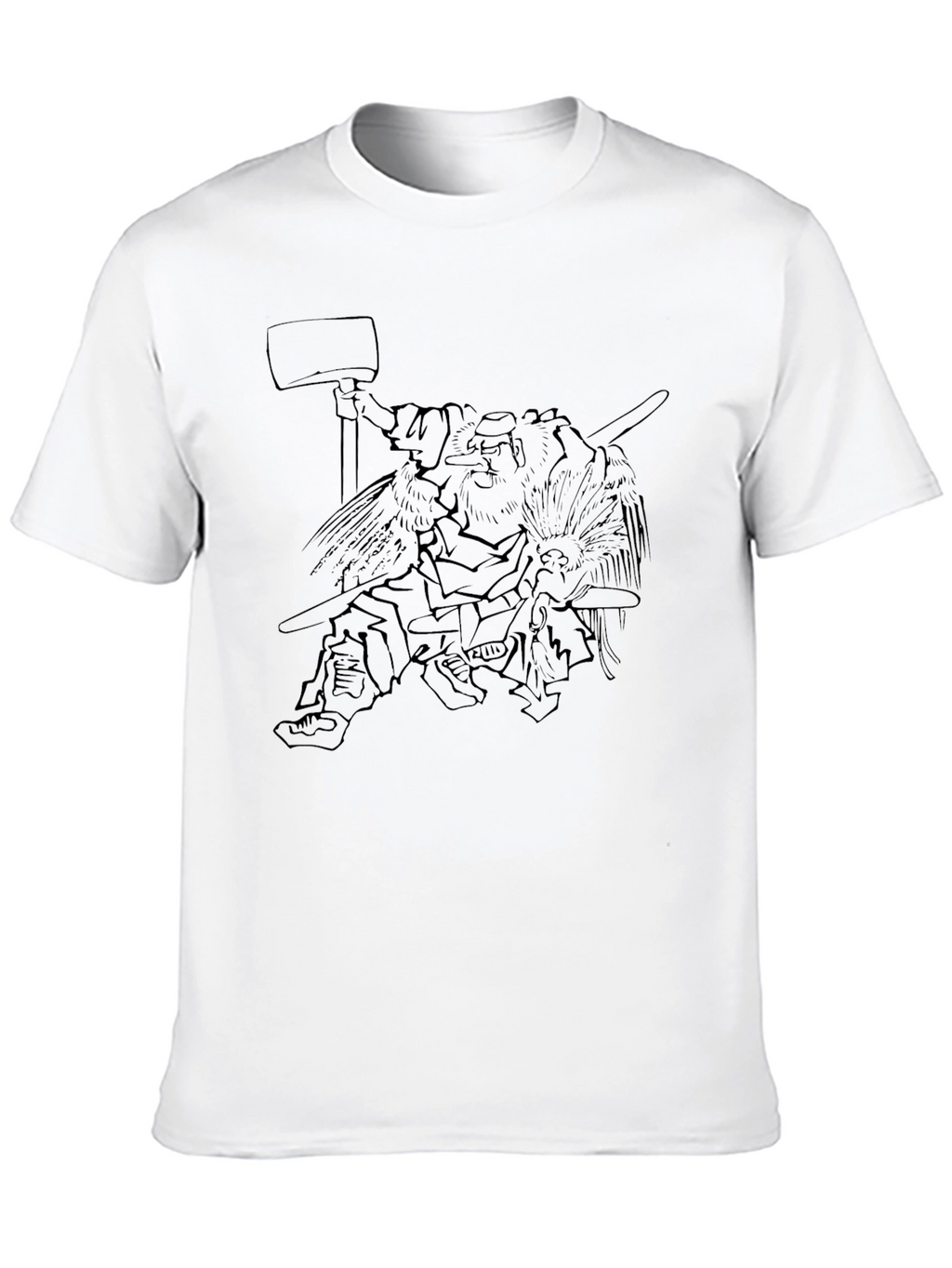Black Graphic Tee - Warrior Sketch Design