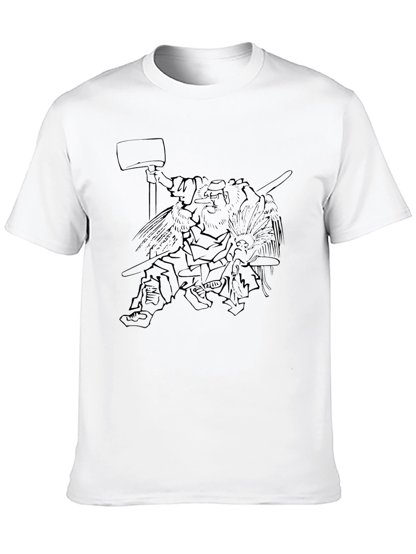 Black Graphic Tee - Warrior Sketch Design
