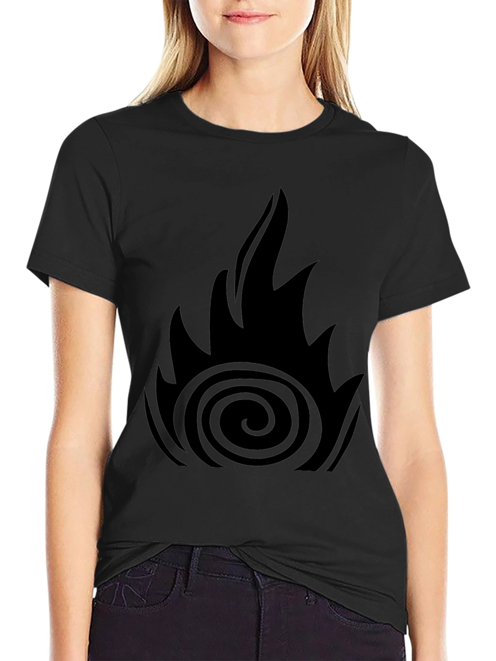 Mens Black Graphic Tee - Fire Design