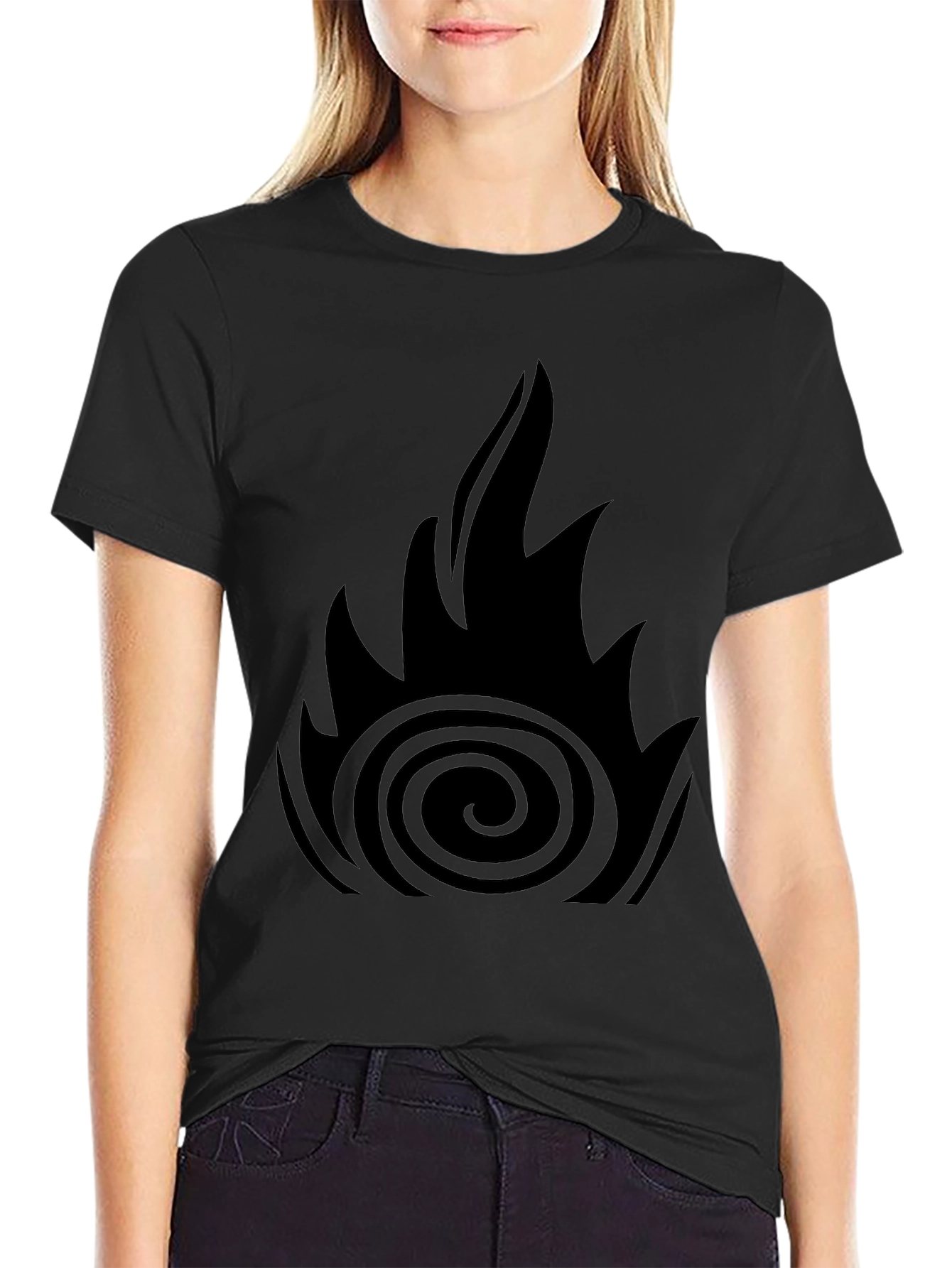 Mens Black Graphic Tee - Fire Design