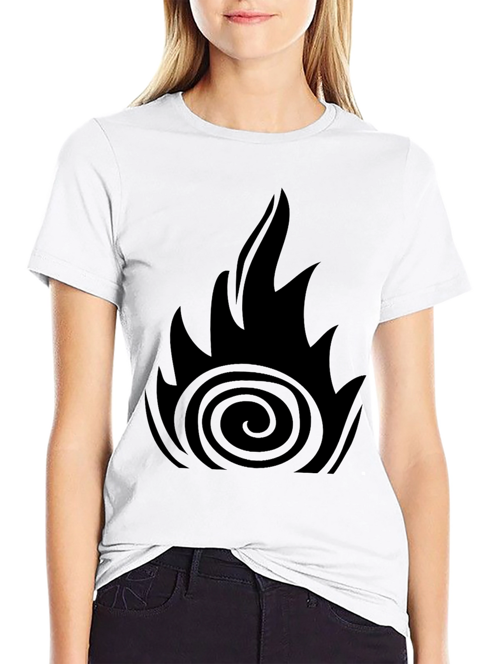Mens Black Graphic Tee - Fire Design
