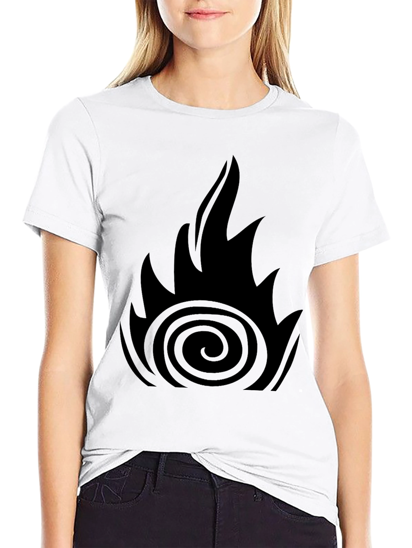 Mens Black Graphic Tee - Fire Design