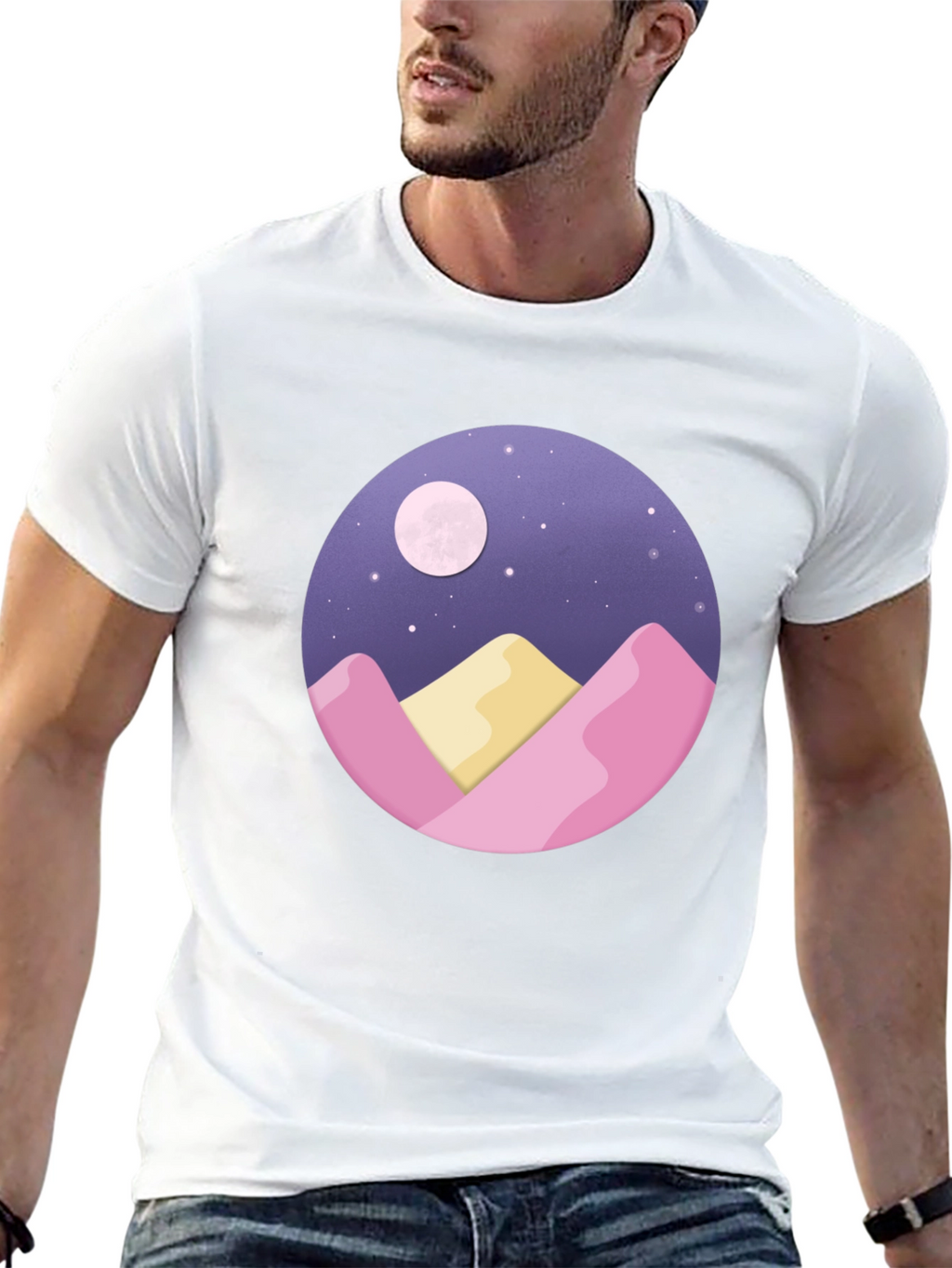 Moonlit Mountain Graphic Tee - Black