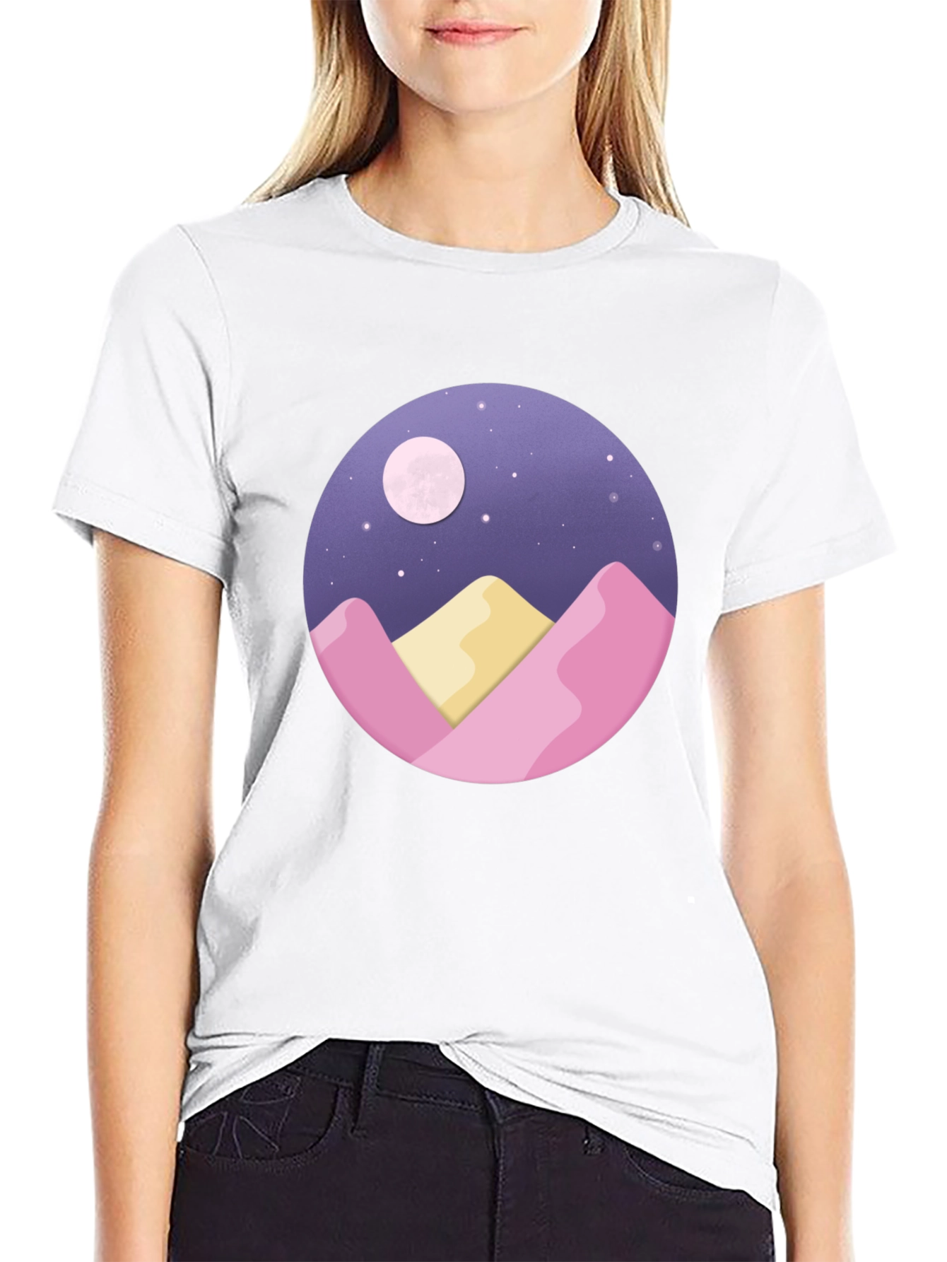 Moonlit Mountain Graphic Tee - Black