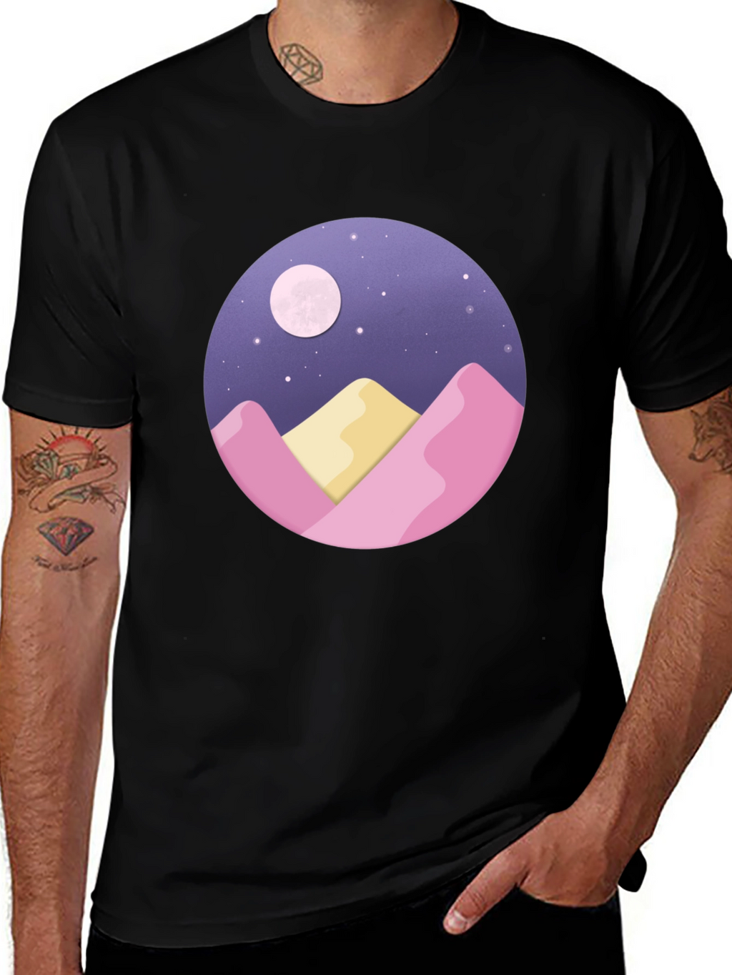 Moonlit Mountain Graphic Tee - Black