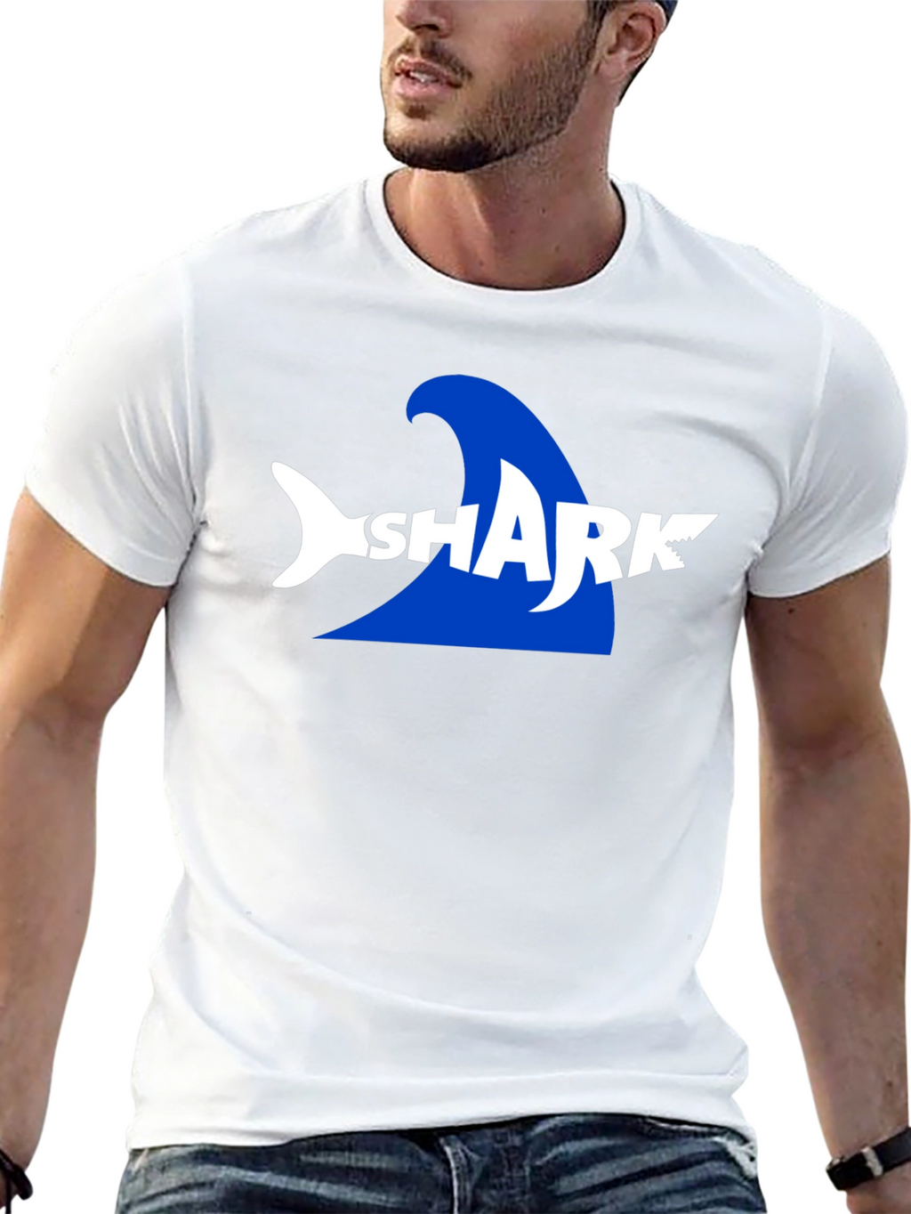 Shark Graphic Print Mens Black T-Shirt