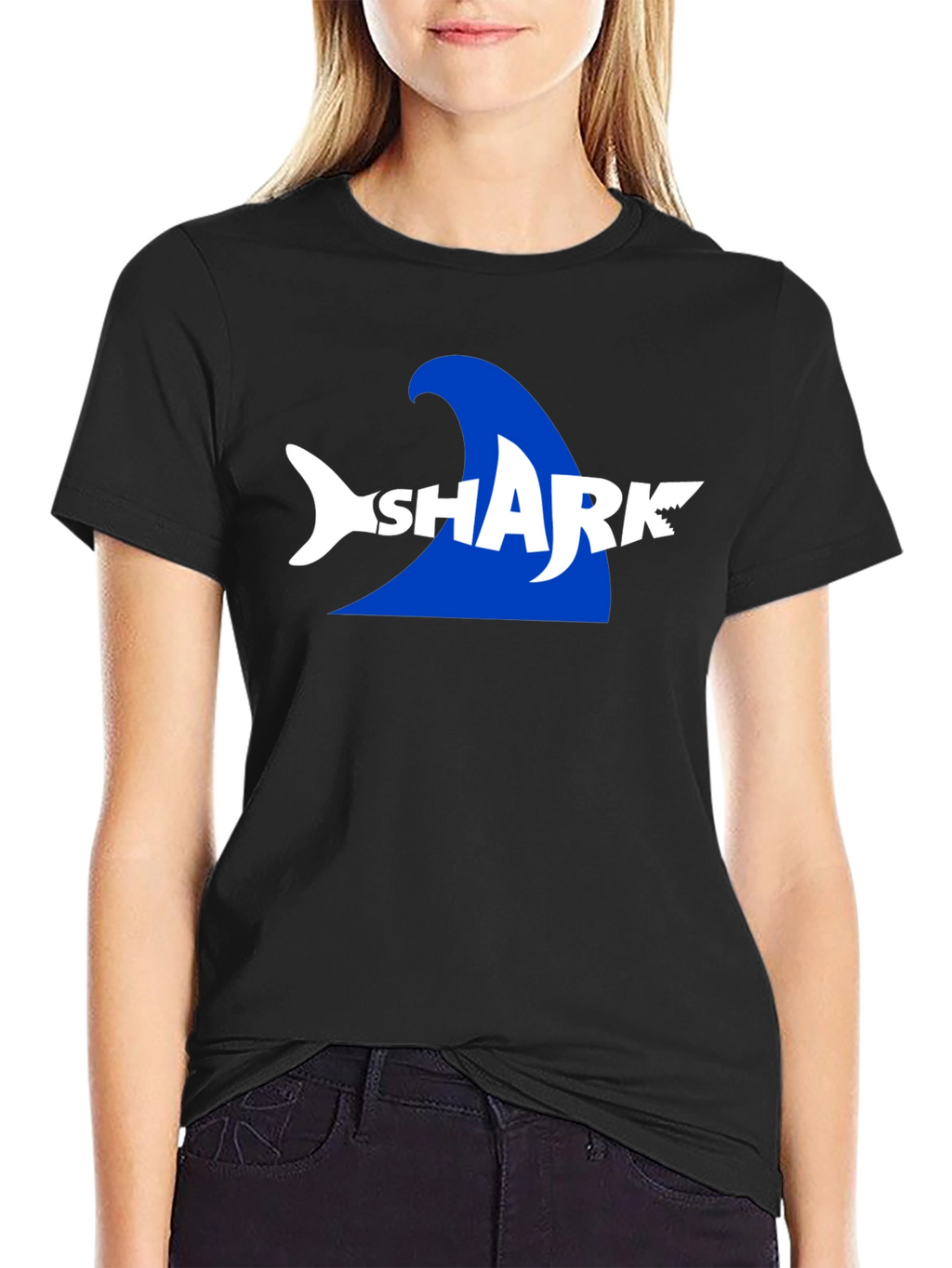 Shark Graphic Print Mens Black T-Shirt