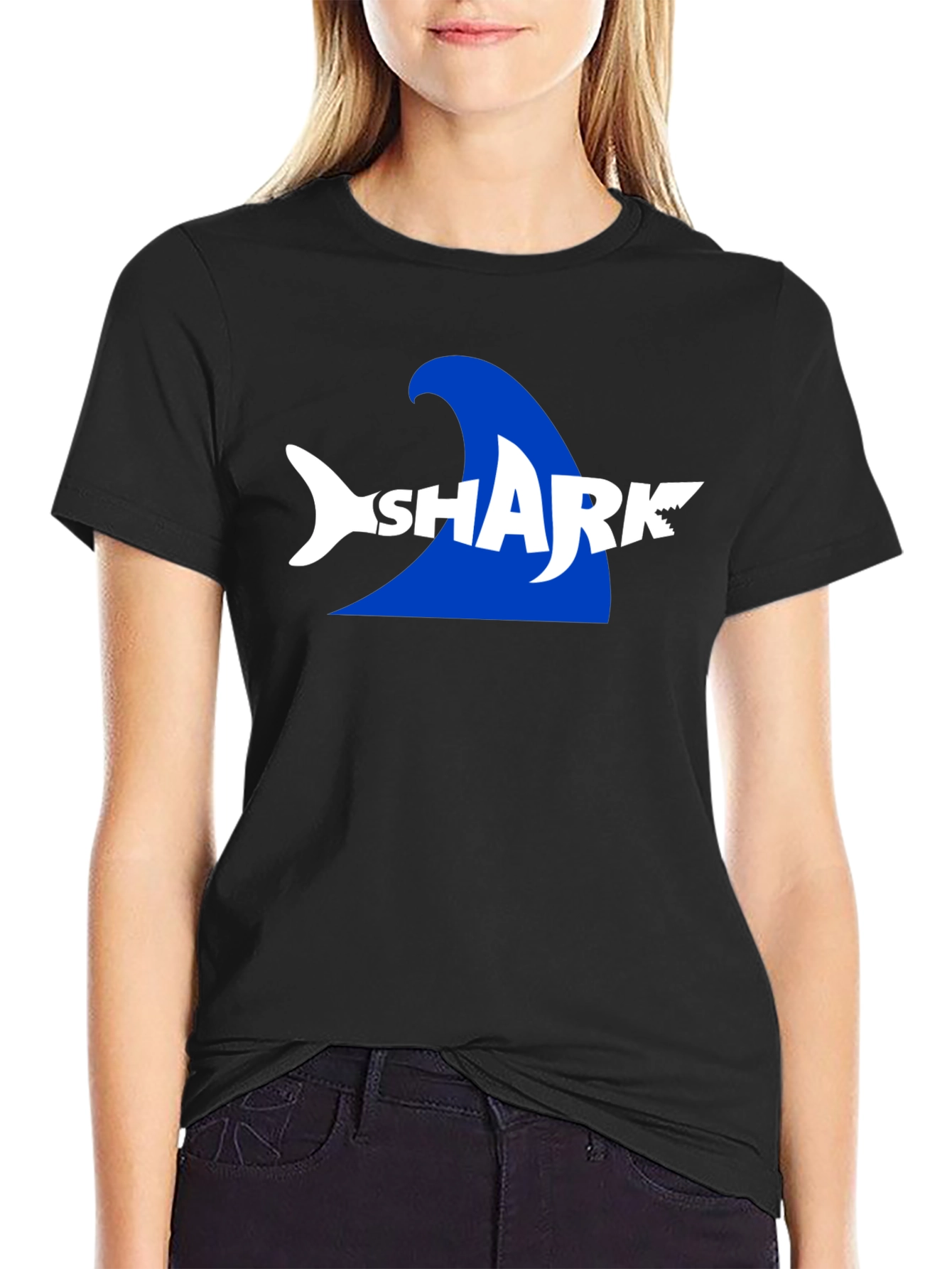 Shark Graphic Print Mens Black T-Shirt