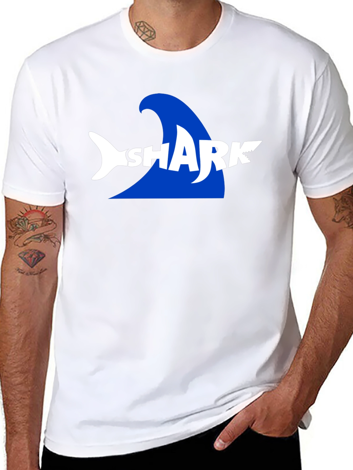 Shark Graphic Print Mens Black T-Shirt