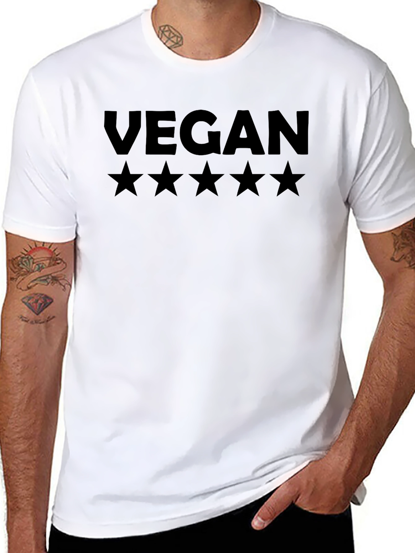 Vegan 5-Star Black T-Shirt