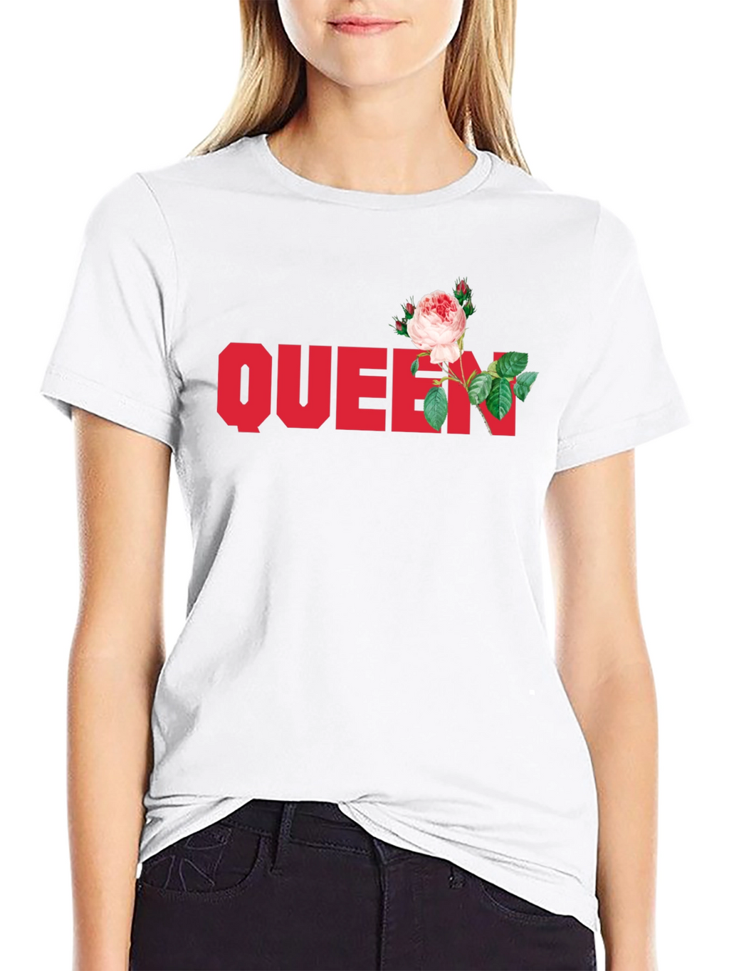 Queen Rose Graphic Tee - Stylish Black T-Shirt