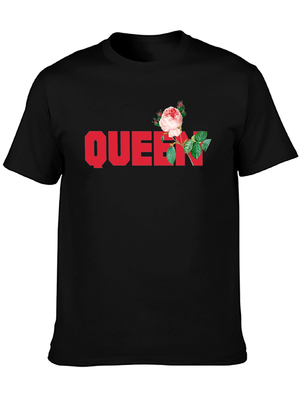 Queen Rose Graphic Tee - Stylish Black T-Shirt