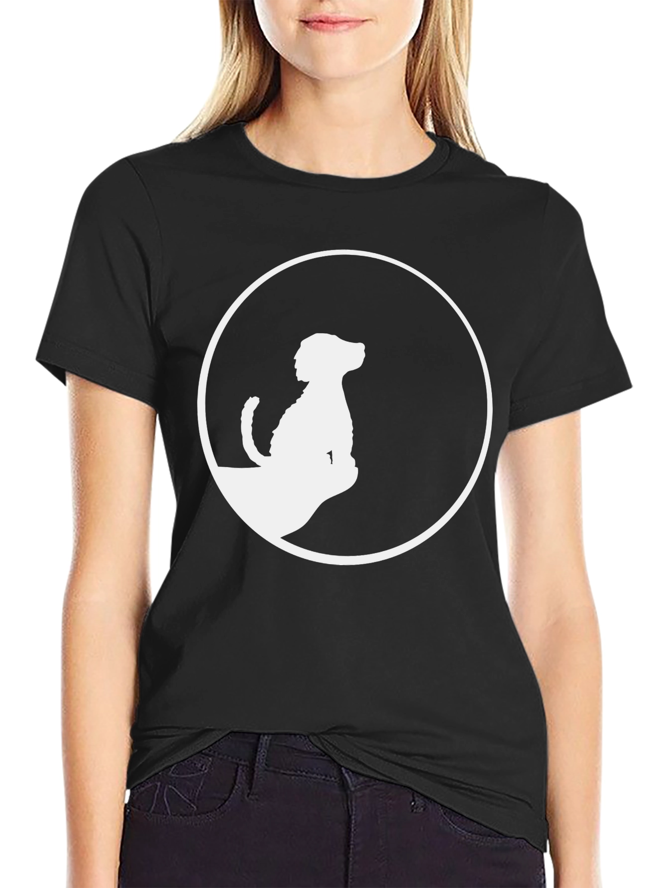 Dog Silhouette Graphic Tee - Stylish Black T-Shirt