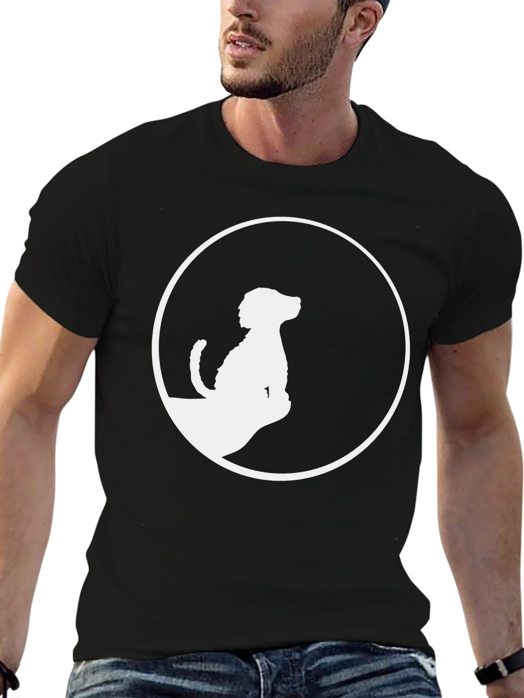 Dog Silhouette Graphic Tee - Stylish Black T-Shirt