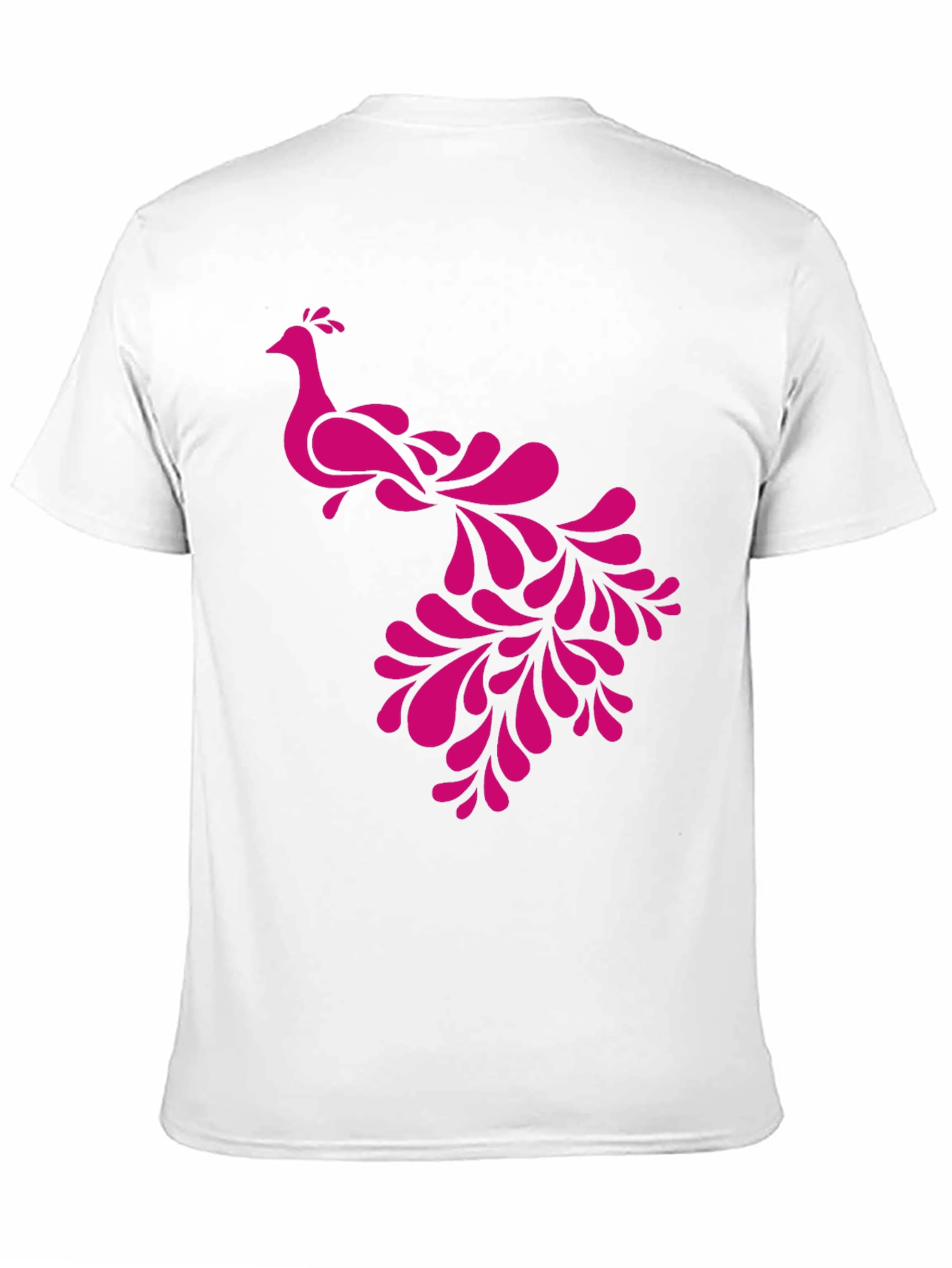 Pink Peacock Graphic Black T-Shirt