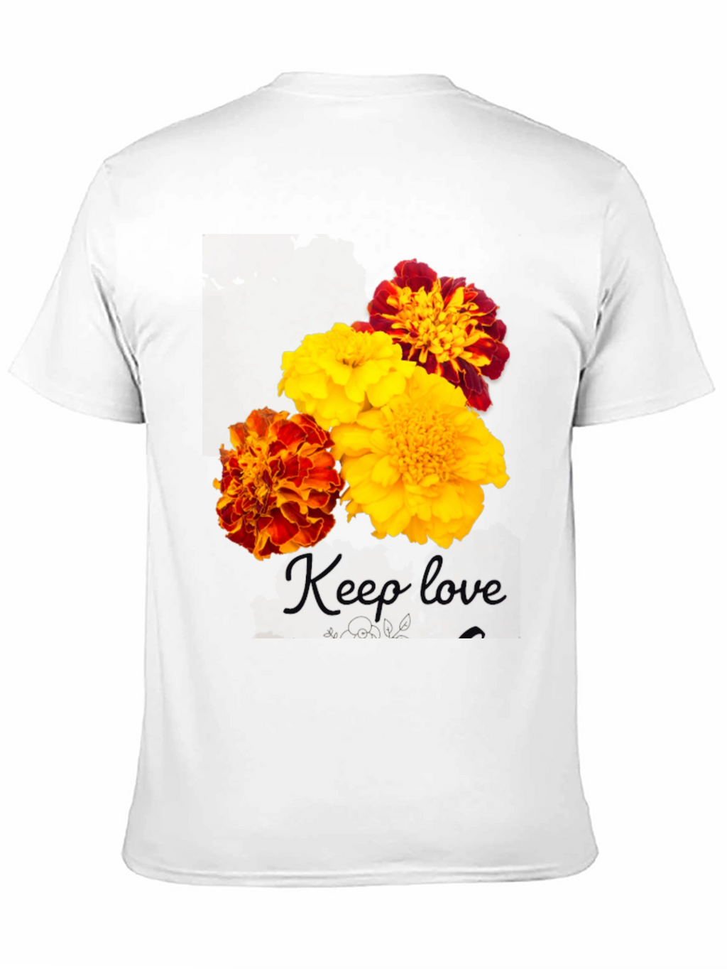 Floral Marigold Graphic Print T-Shirt - Black