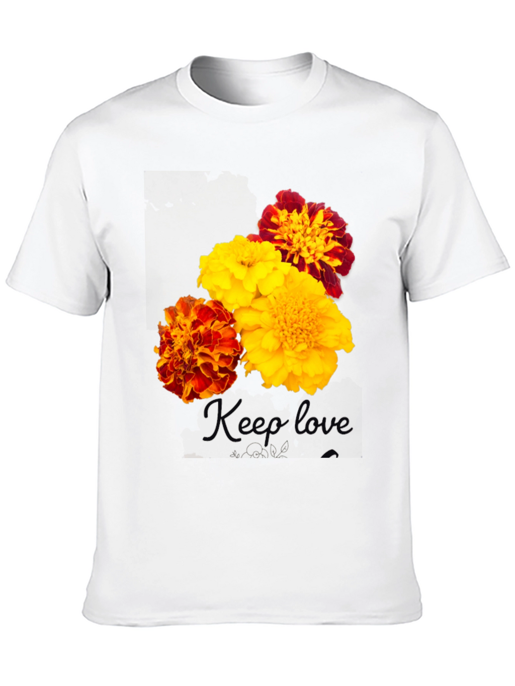 Floral Marigold Graphic Print T-Shirt - Black