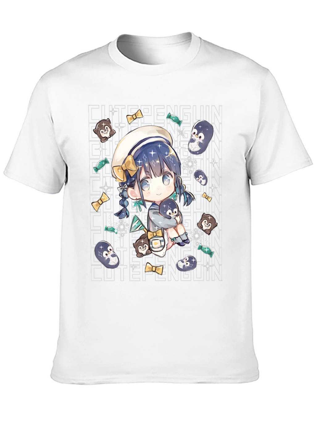 Anime Cute Penguin Black T-Shirt