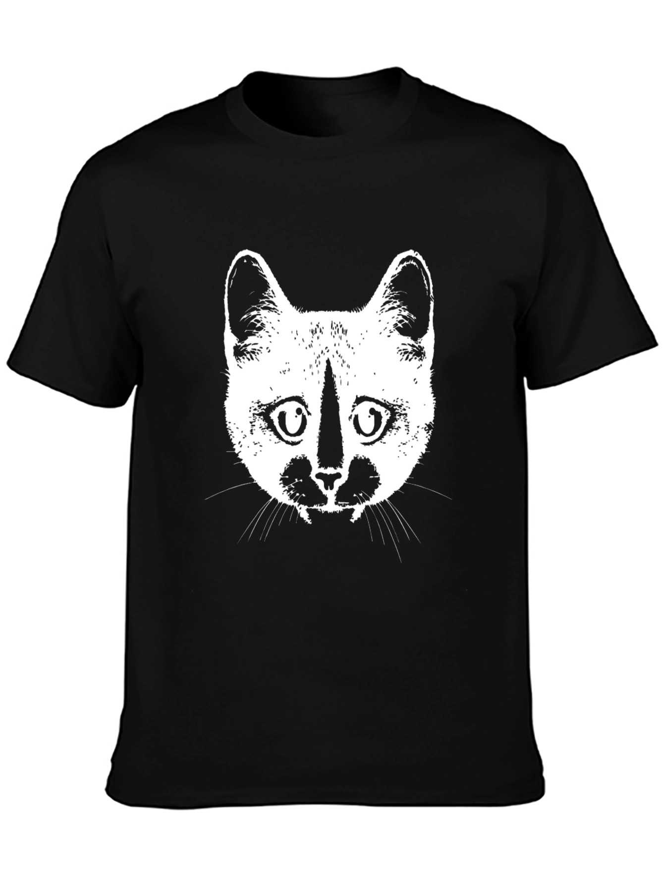 Cat Face Graphic Black T-Shirt