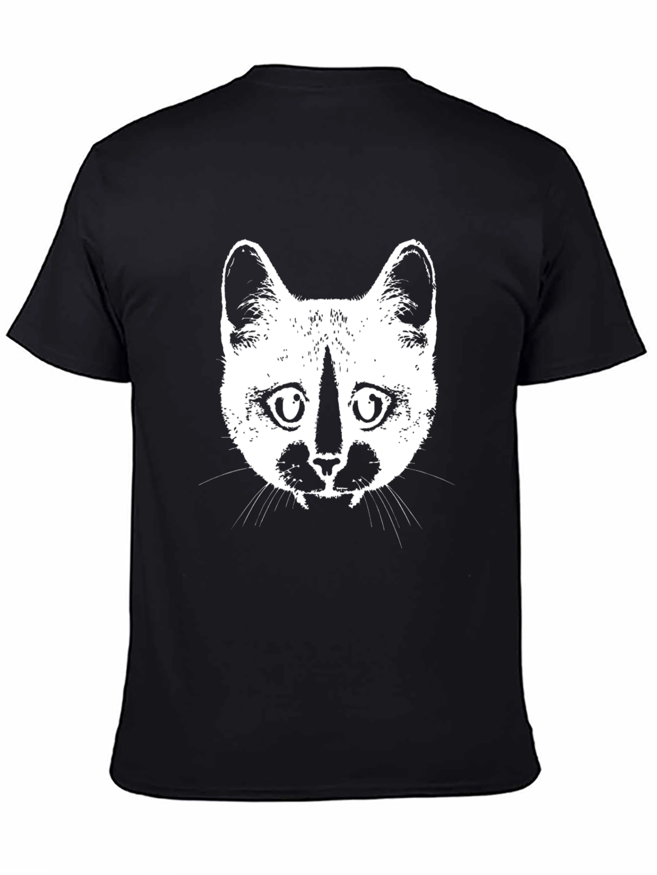 Cat Face Graphic Black T-Shirt