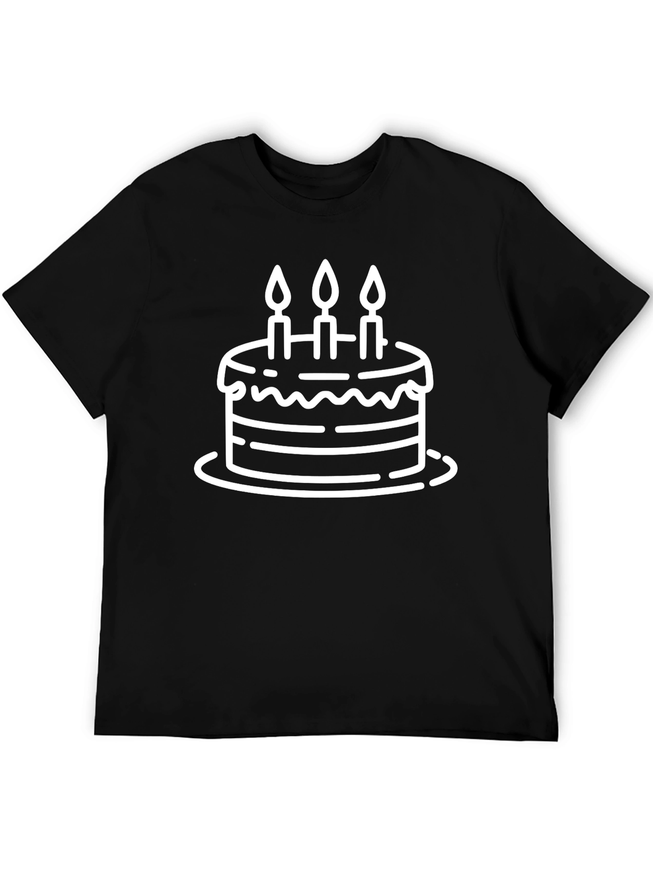 Birthday Cake Graphic Tee - Black Cotton T-Shirt