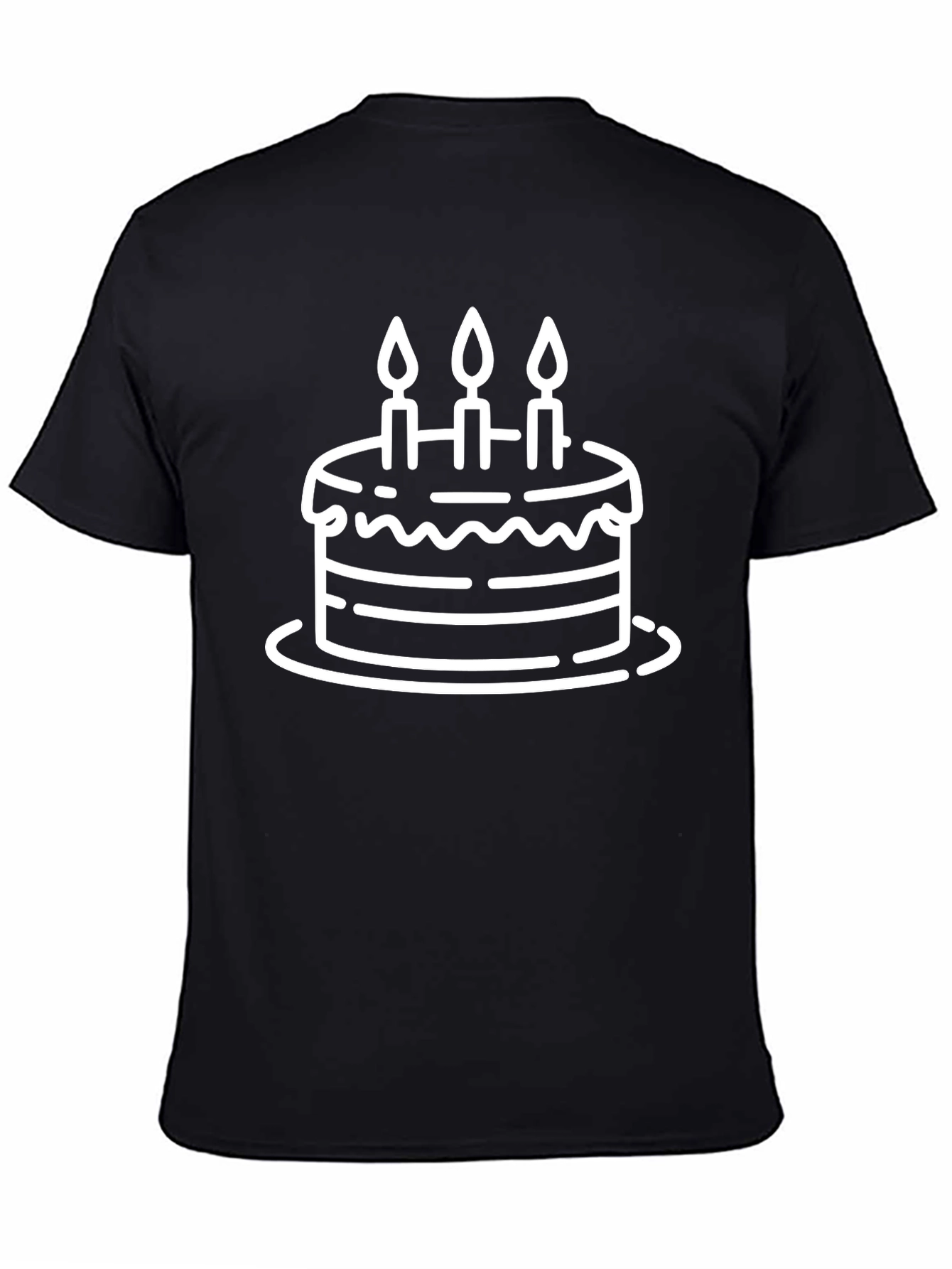 Birthday Cake Graphic Tee - Black Cotton T-Shirt